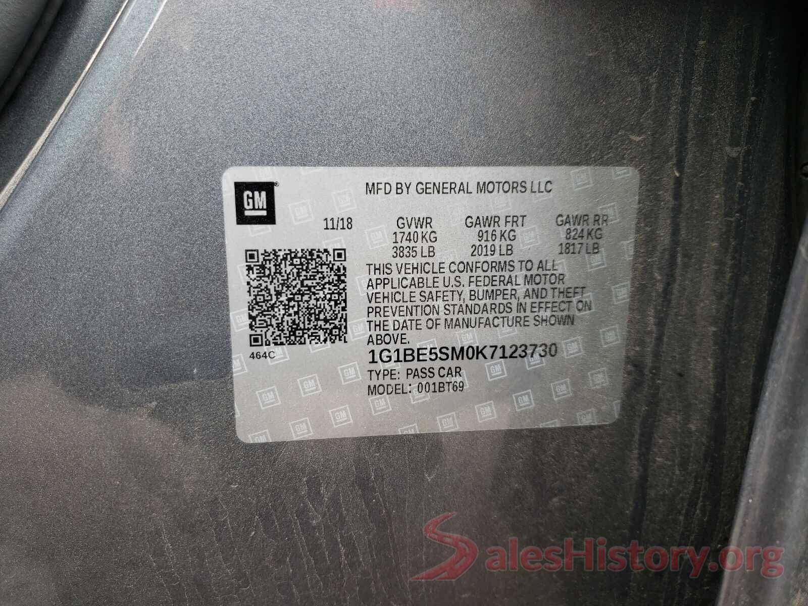 1G1BE5SM0K7123730 2019 CHEVROLET CRUZE