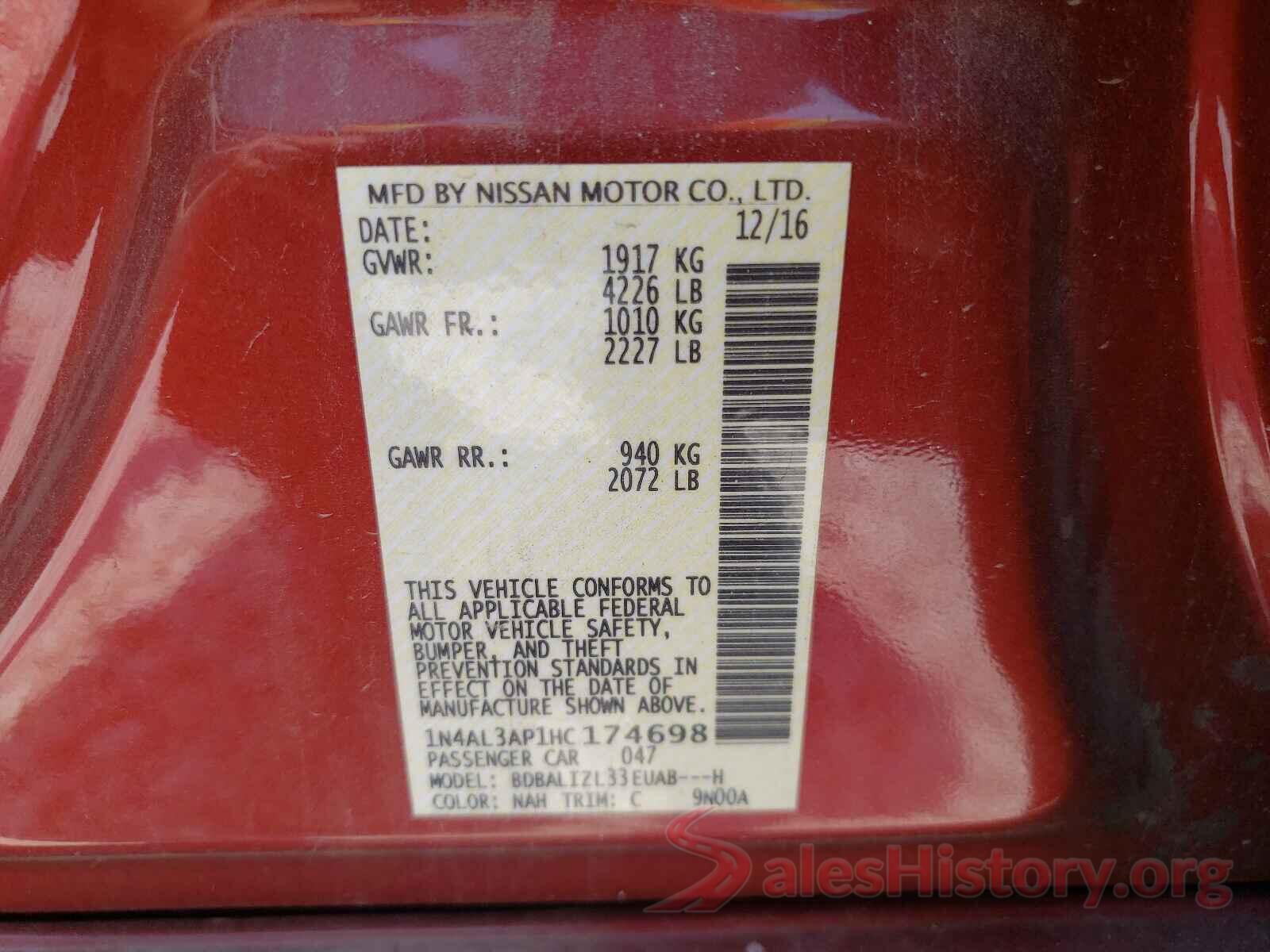 1N4AL3AP1HC174698 2017 NISSAN ALTIMA