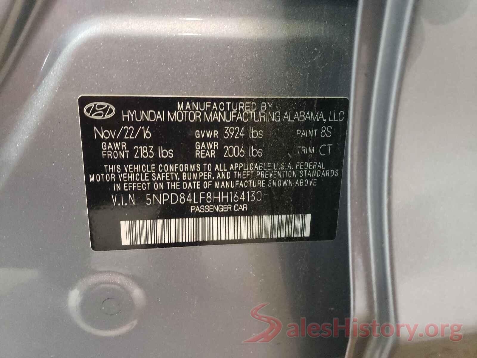 5NPD84LF8HH164130 2017 HYUNDAI ELANTRA