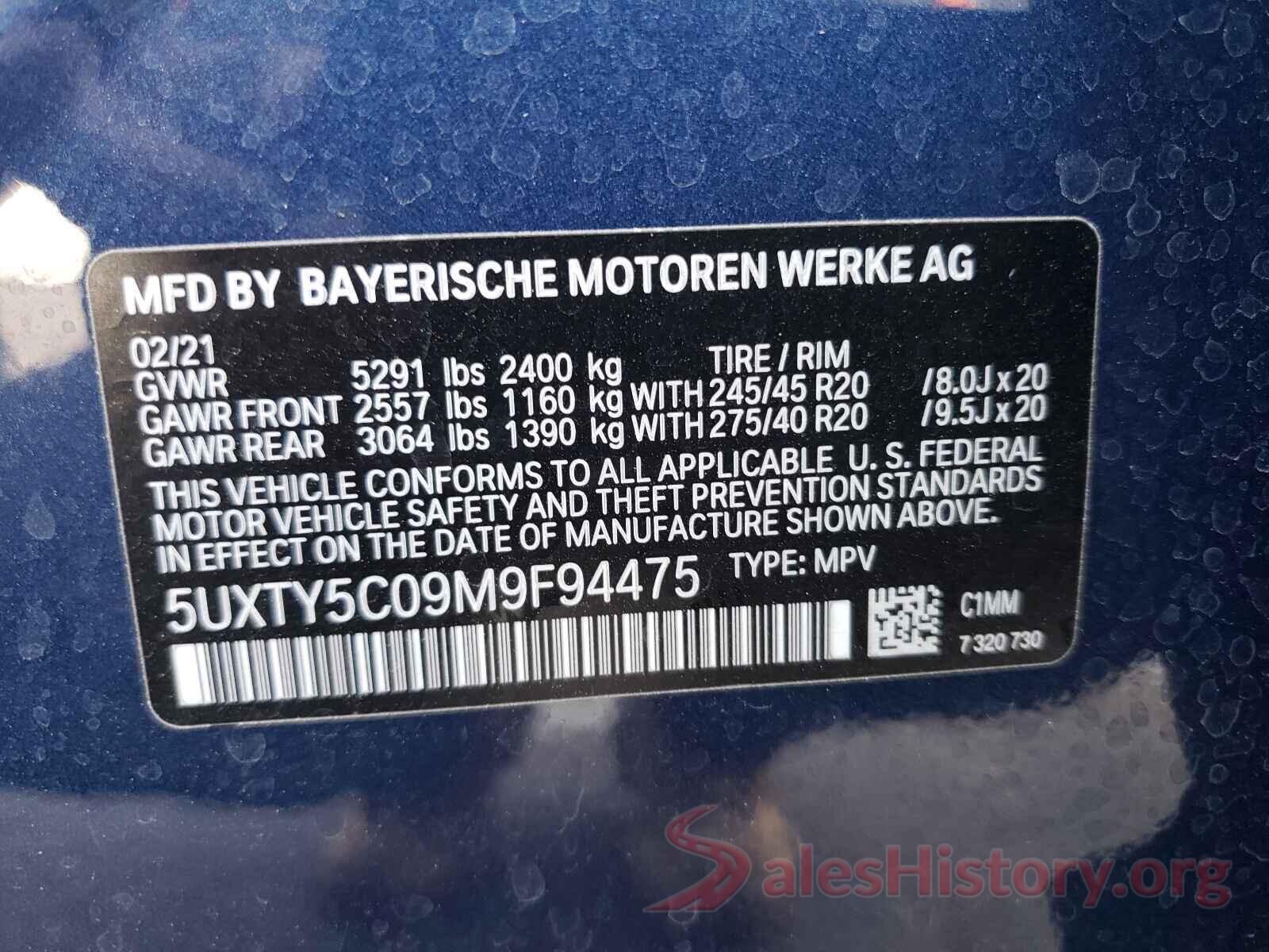 5UXTY5C09M9F94475 2021 BMW X3