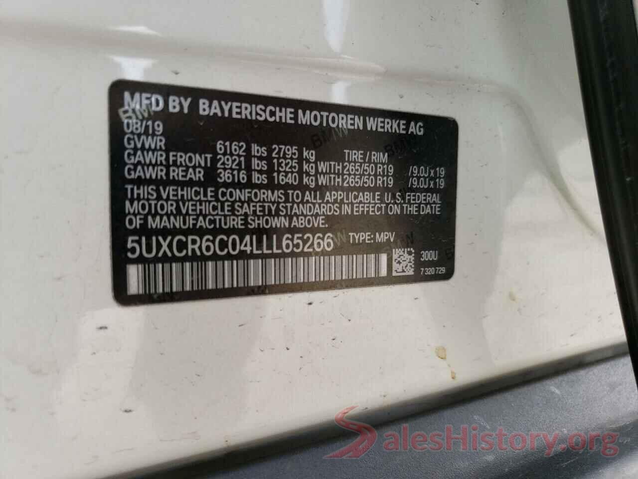 5UXCR6C04LLL65266 2020 BMW X5