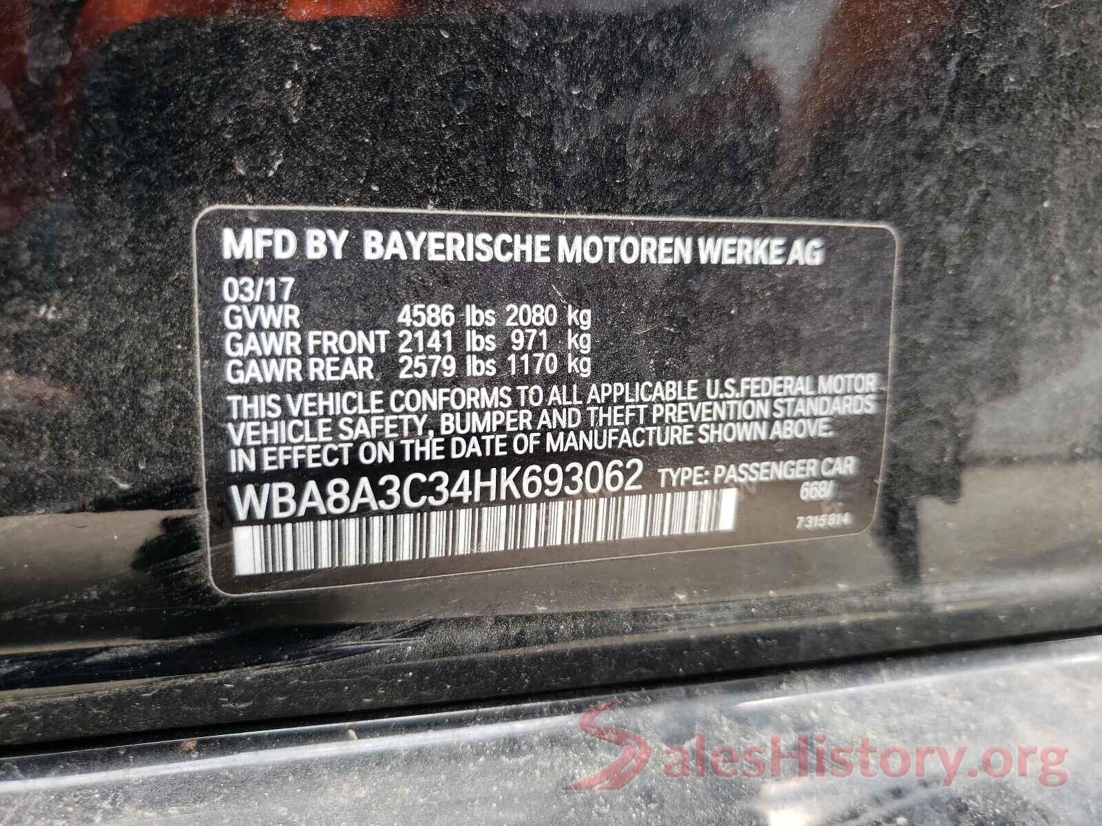 WBA8A3C34HK693062 2017 BMW 3 SERIES