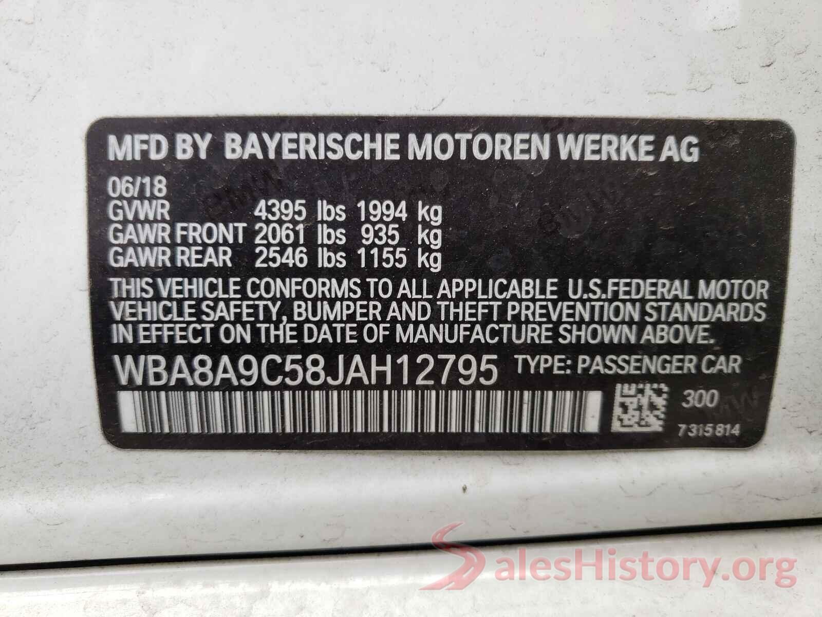 WBA8A9C58JAH12795 2018 BMW 3 SERIES