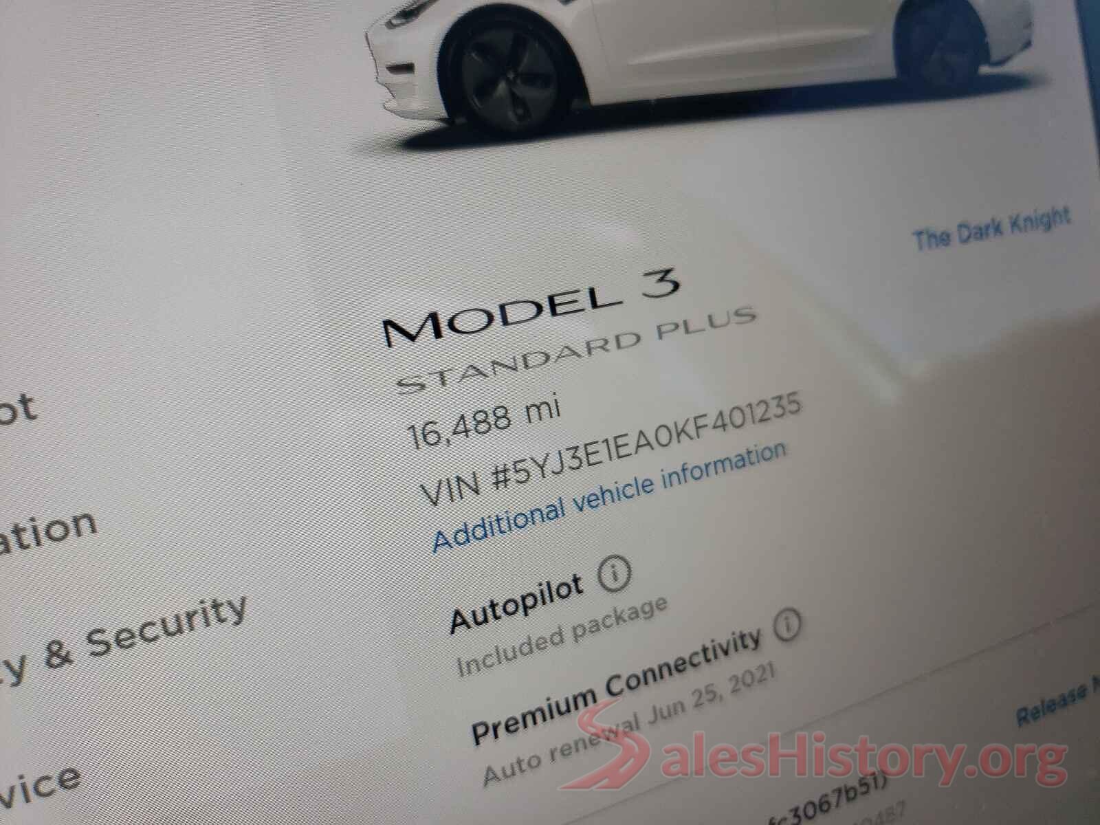 5YJ3E1EA0KF401235 2019 TESLA MODEL 3