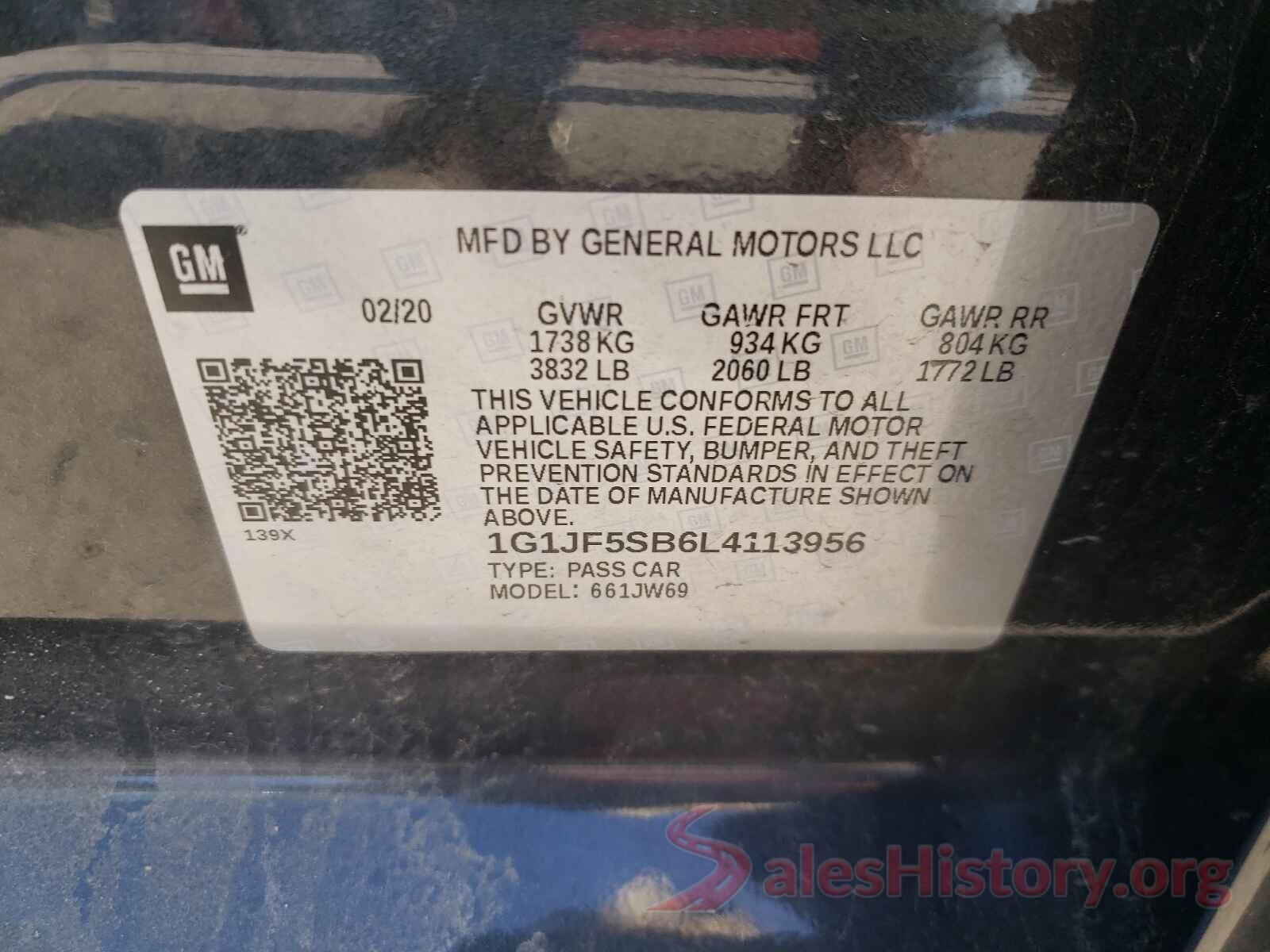 1G1JF5SB6L4113956 2020 CHEVROLET SONIC