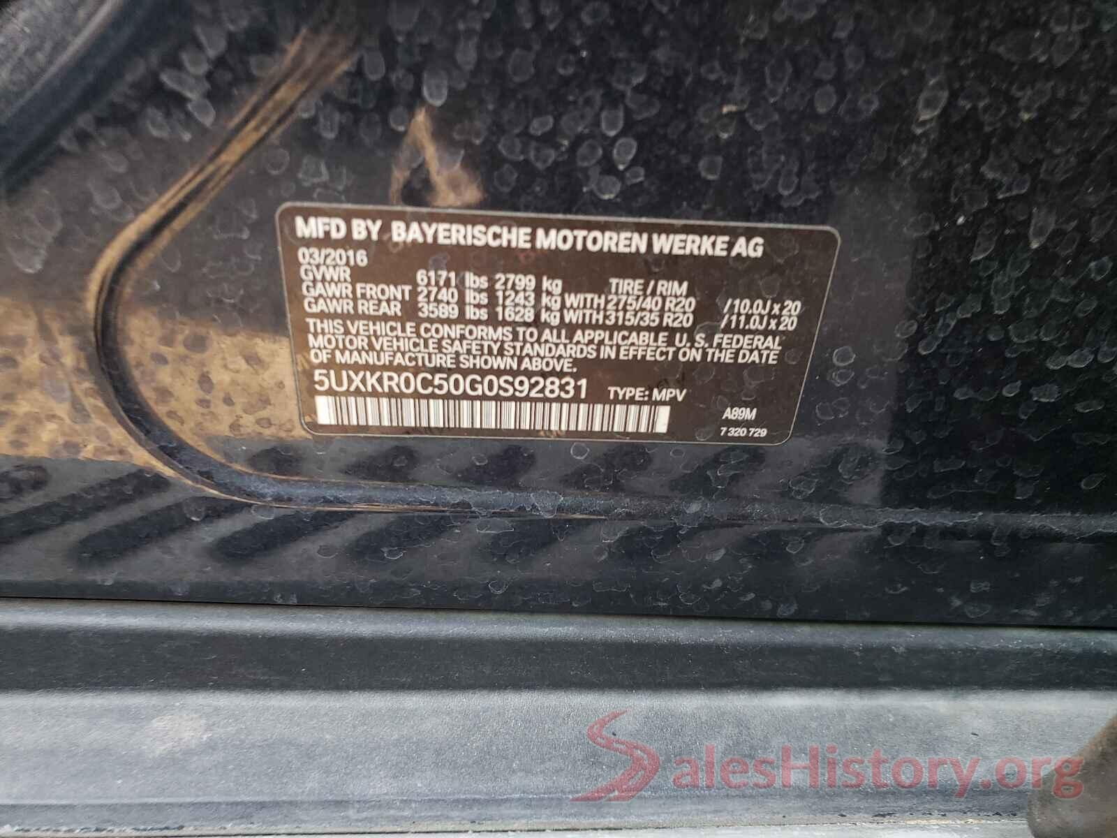 5UXKR0C50G0S92831 2016 BMW X5