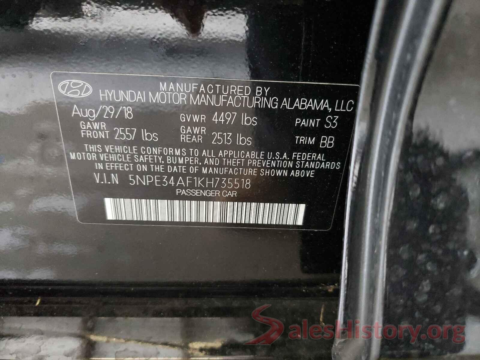 5NPE34AF1KH735518 2019 HYUNDAI SONATA