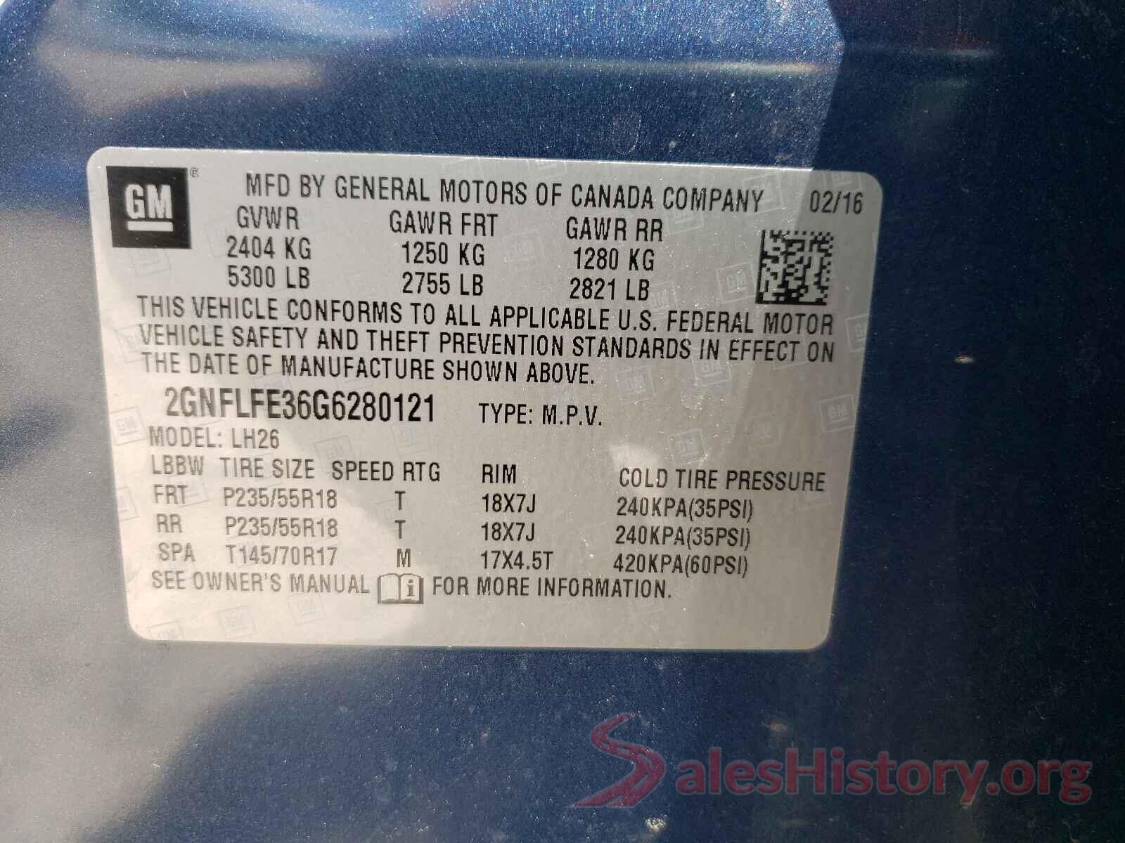 2GNFLFE36G6280121 2016 CHEVROLET EQUINOX