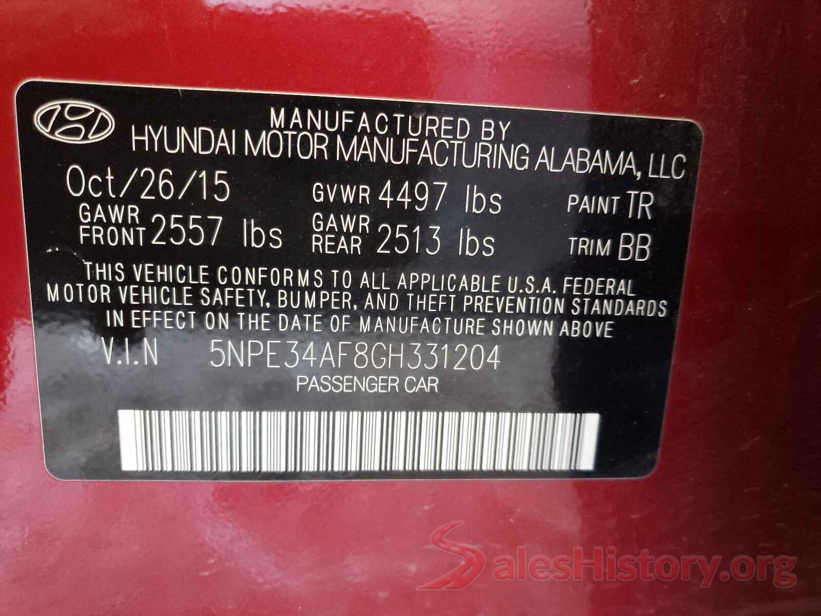 5NPE34AF8GH331204 2016 HYUNDAI SONATA