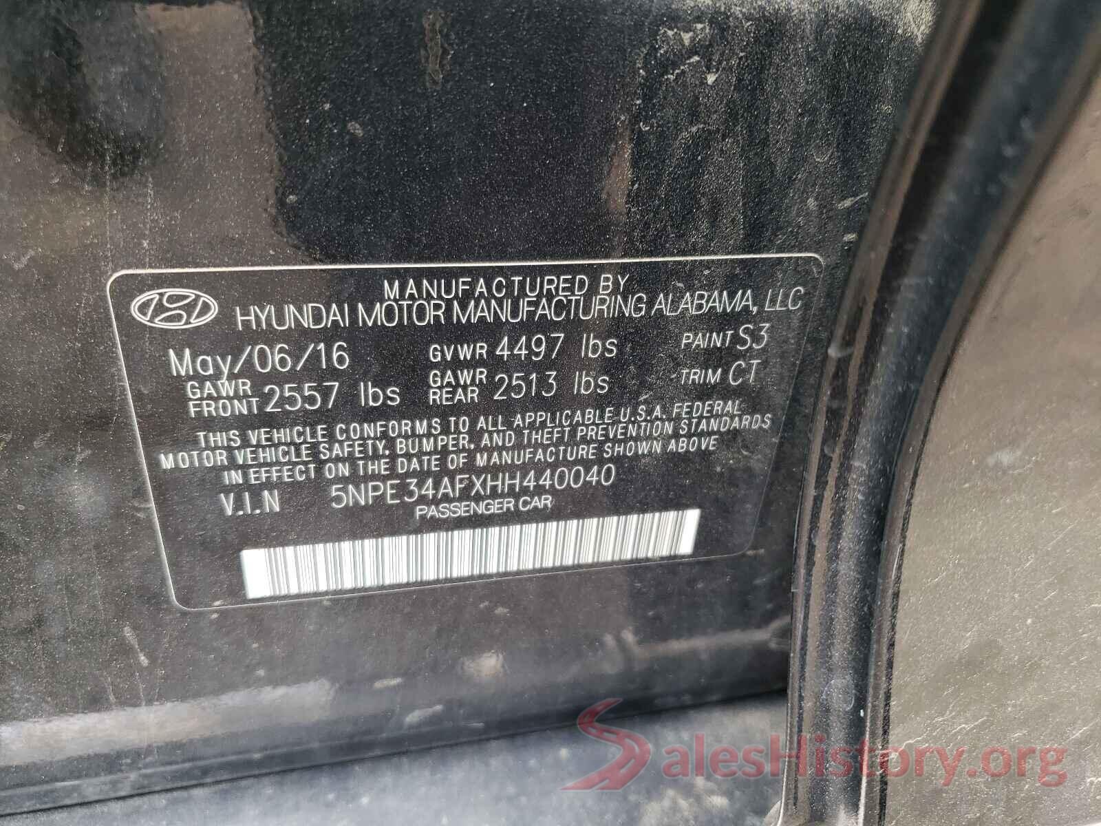 5NPE34AFXHH440040 2017 HYUNDAI SONATA