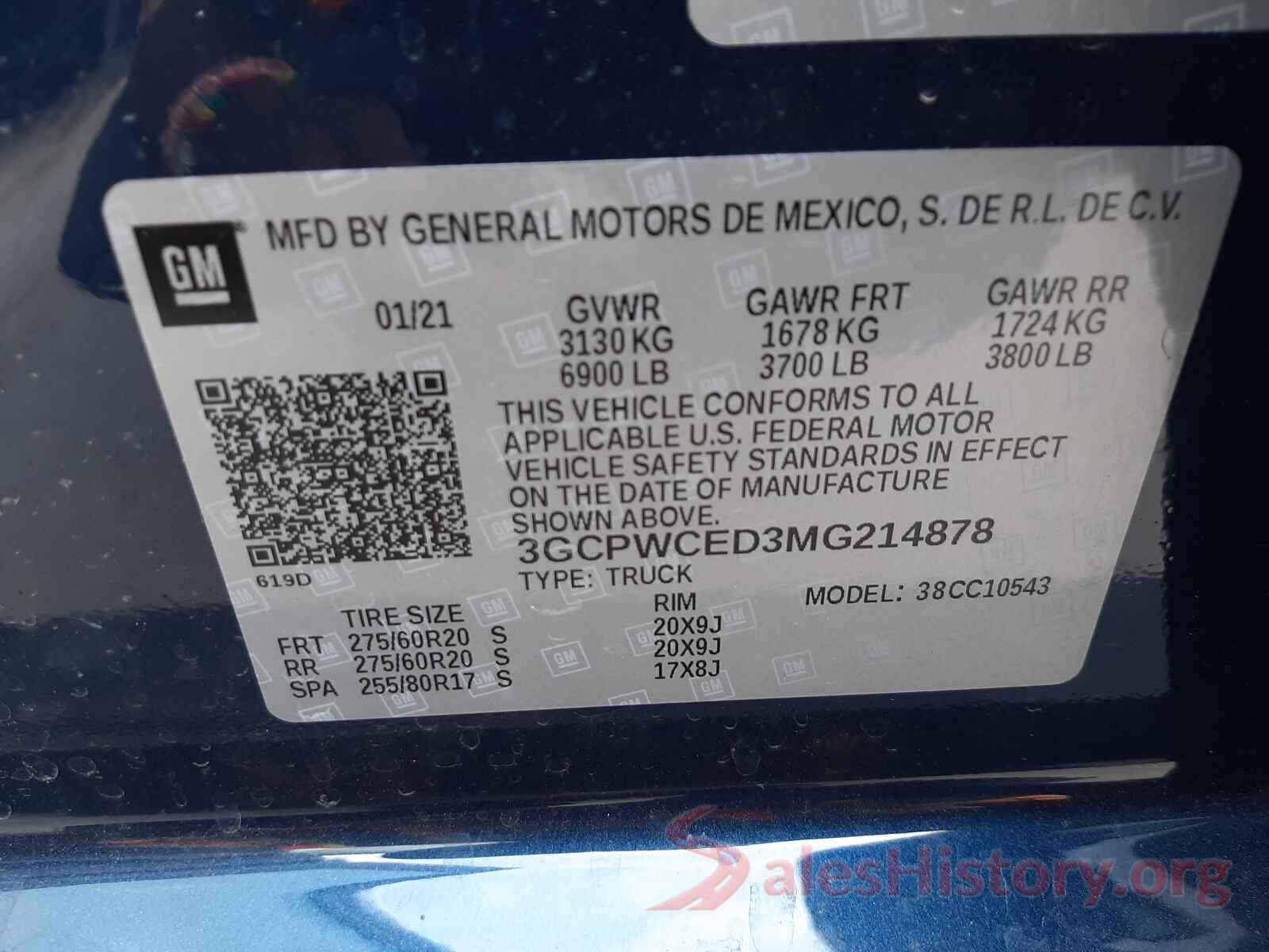 3GCPWCED3MG214878 2021 CHEVROLET SILVERADO