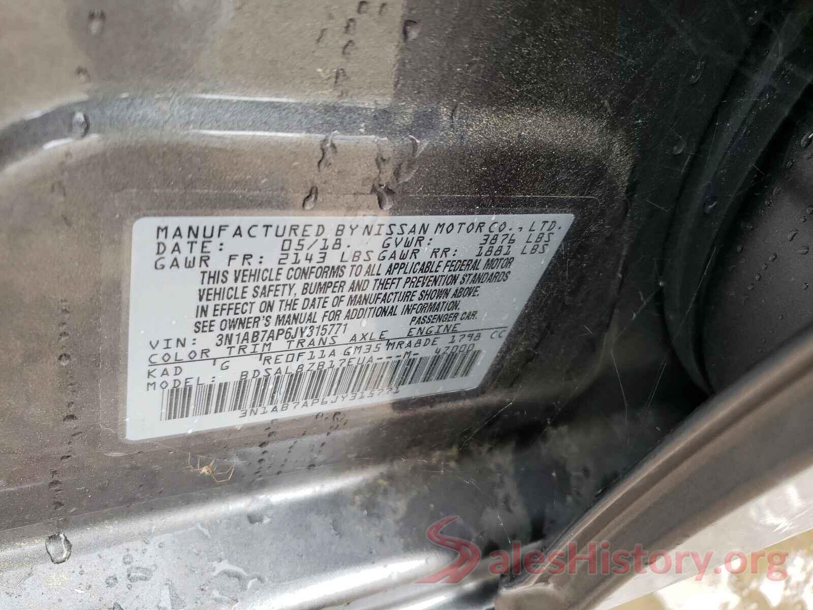 3N1AB7AP6JY315771 2018 NISSAN SENTRA