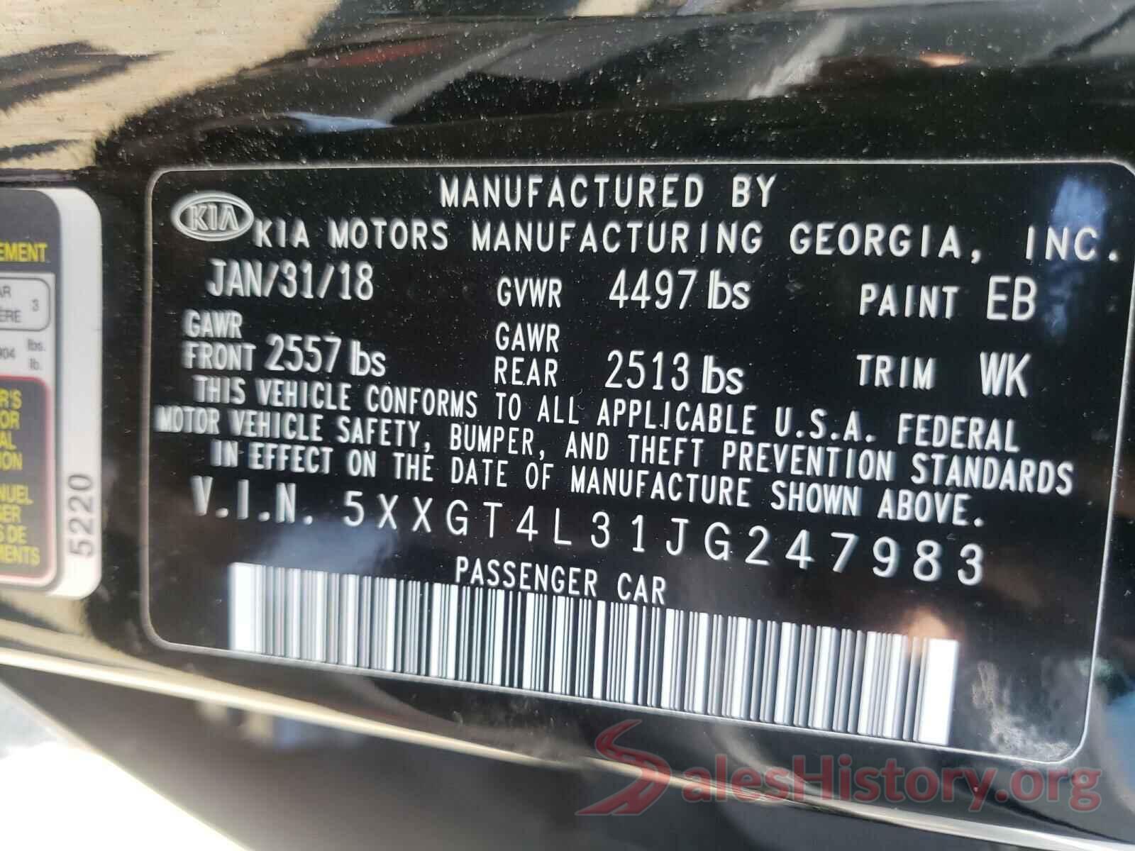 5XXGT4L31JG247983 2018 KIA OPTIMA