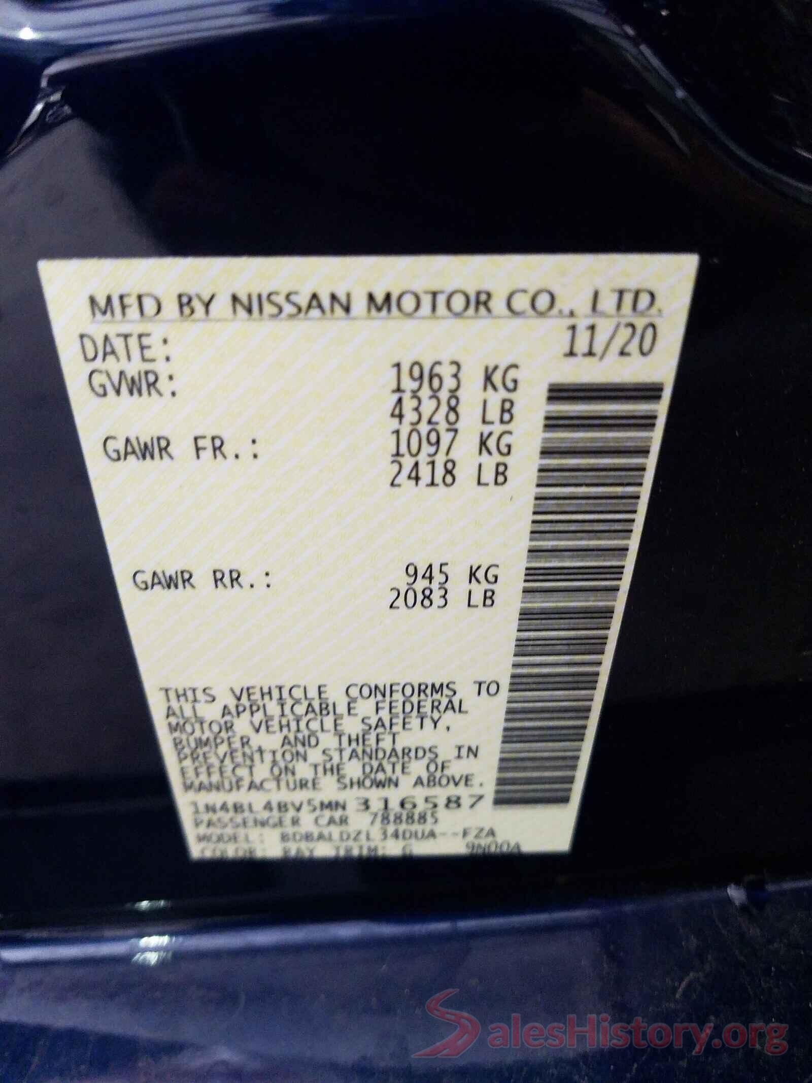 1N4BL4BV5MN316587 2021 NISSAN ALTIMA