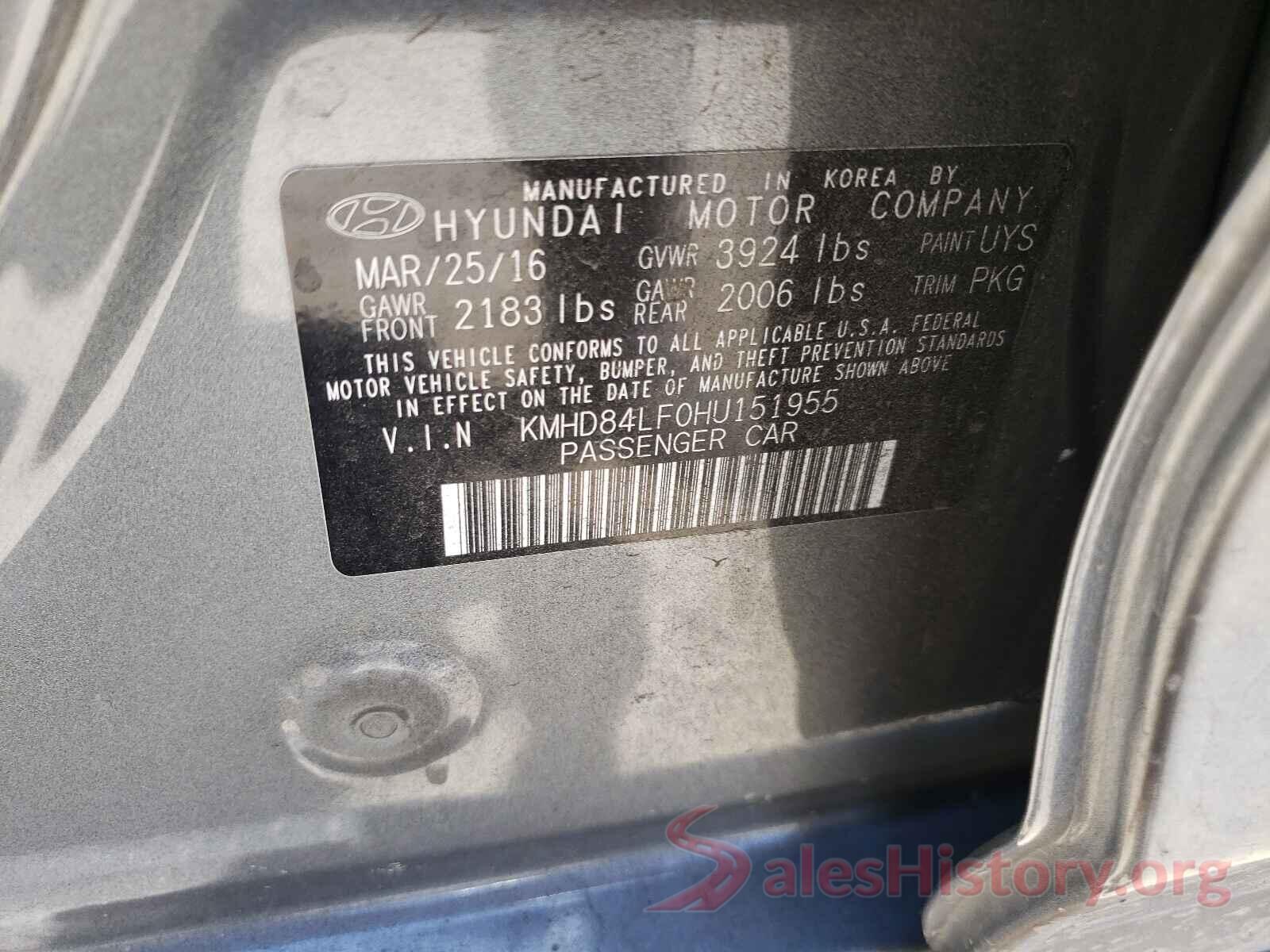 KMHD84LF0HU151955 2017 HYUNDAI ELANTRA