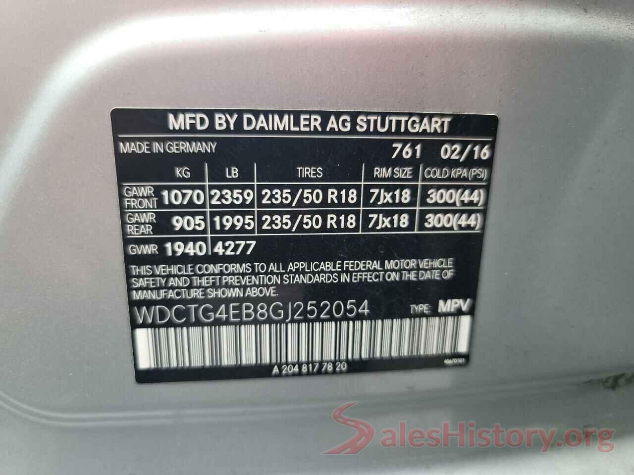 WDCTG4EB8GJ252054 2016 MERCEDES-BENZ GLA-CLASS