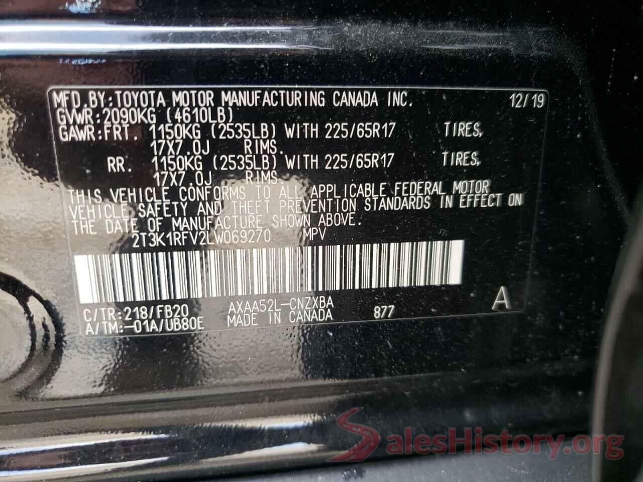 2T3K1RFV2LW069270 2020 TOYOTA RAV4