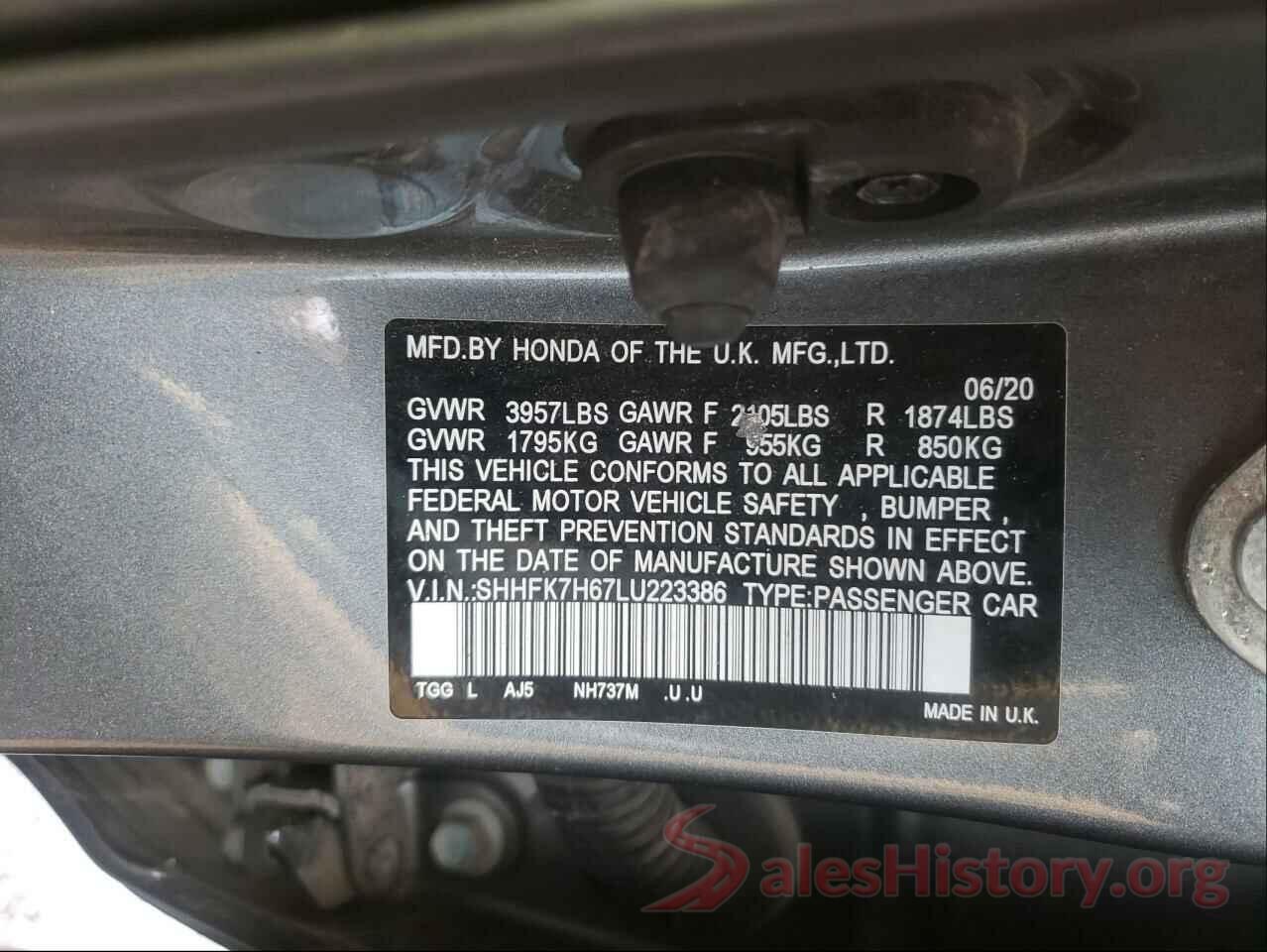 SHHFK7H67LU223386 2020 HONDA CIVIC