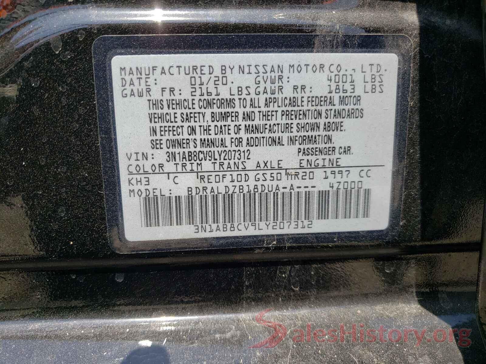 3N1AB8CV9LY207312 2020 NISSAN SENTRA