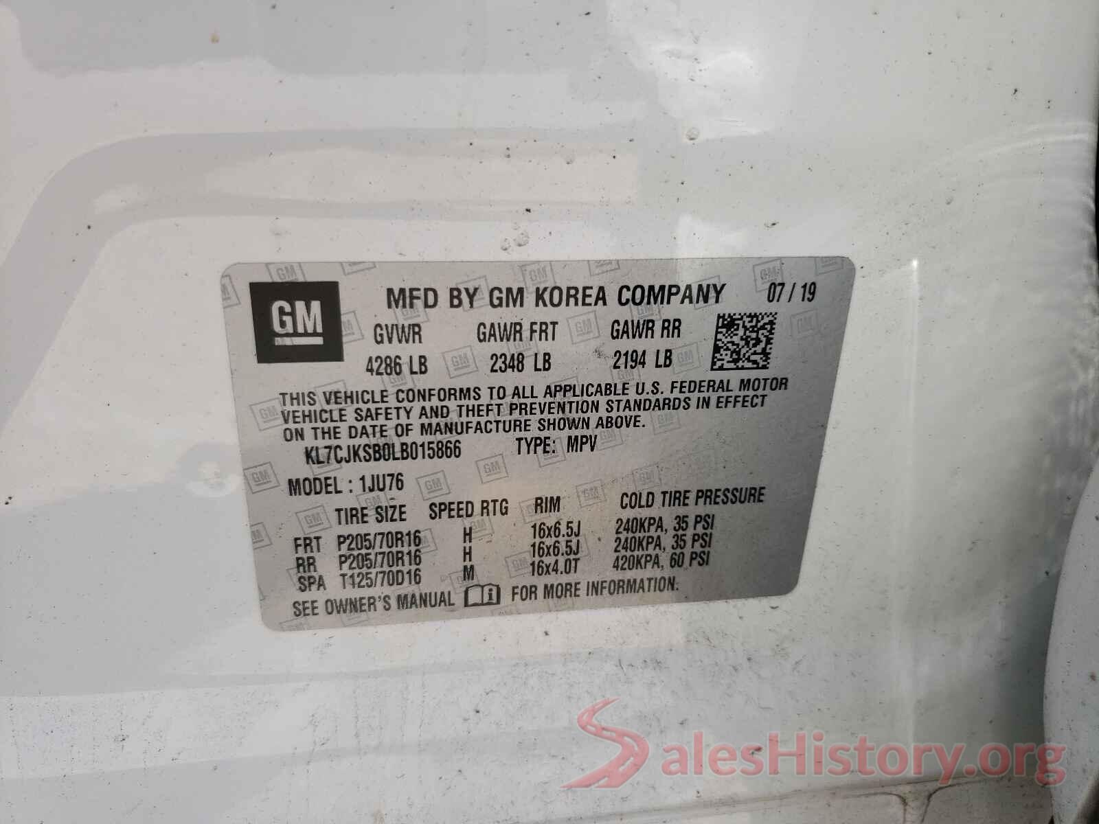 KL7CJKSB0LB015866 2020 CHEVROLET TRAX