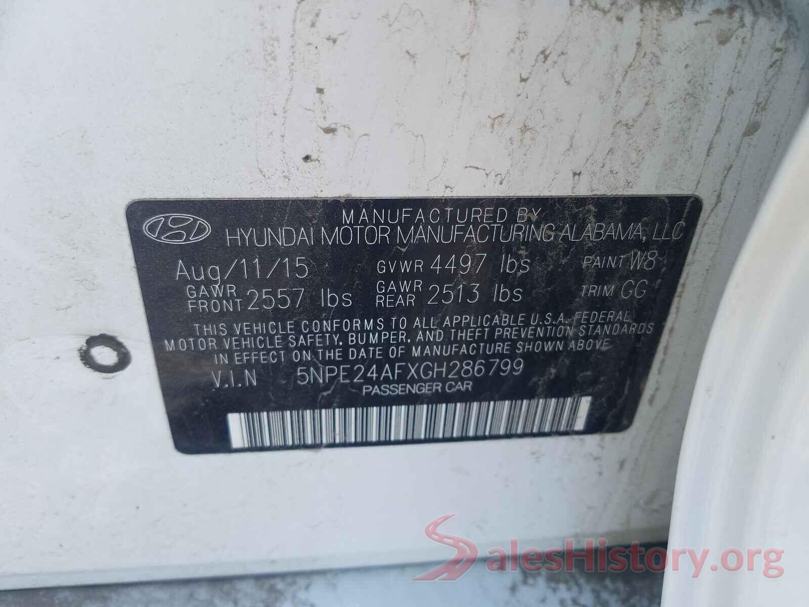 5NPE24AFXGH286799 2016 HYUNDAI SONATA