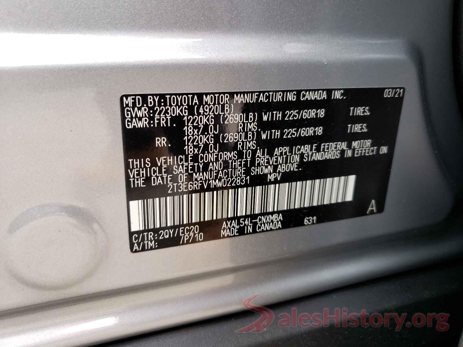 2T3E6RFV1MW022831 2021 TOYOTA RAV4