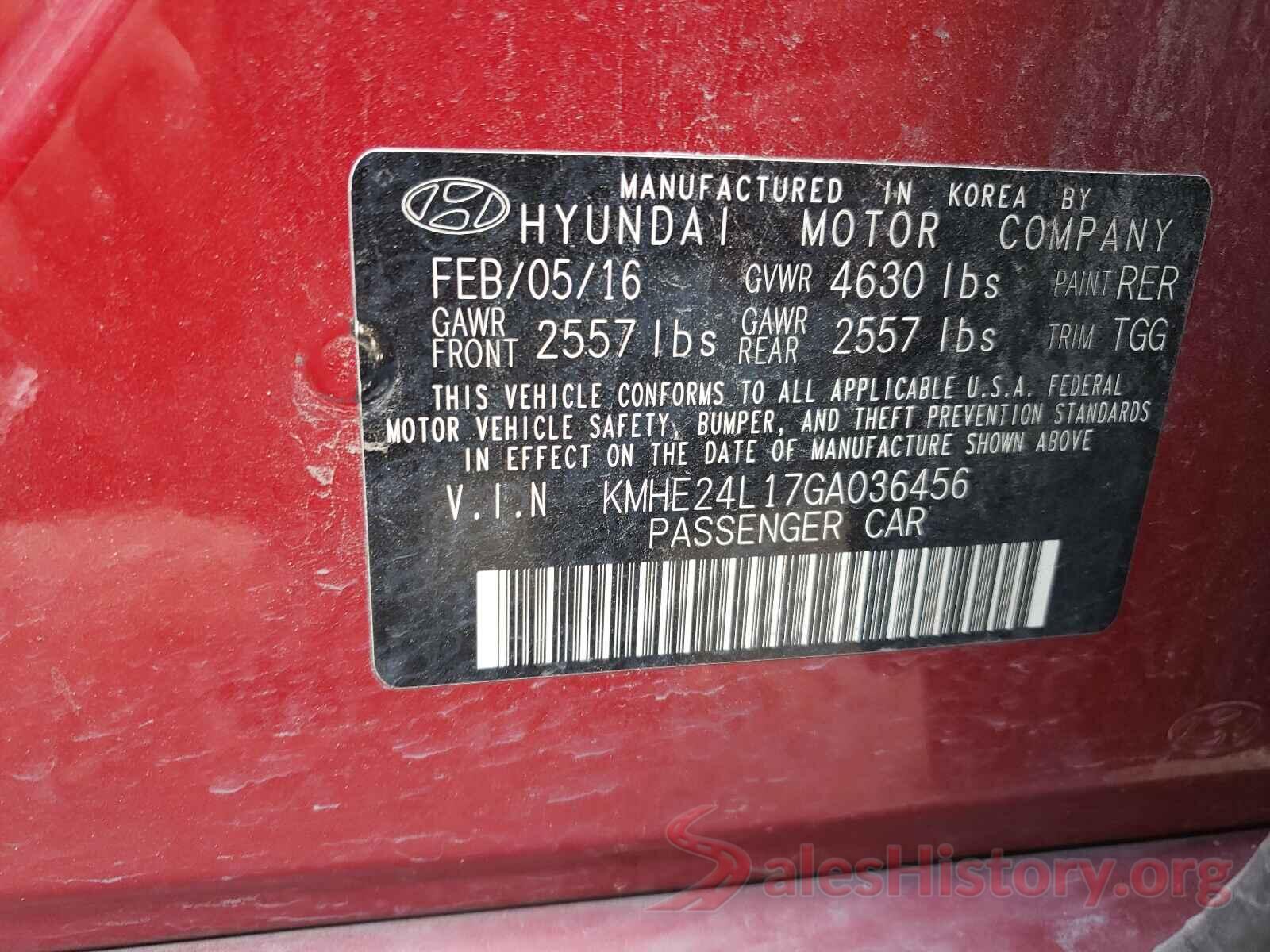 KMHE24L17GA036456 2016 HYUNDAI SONATA