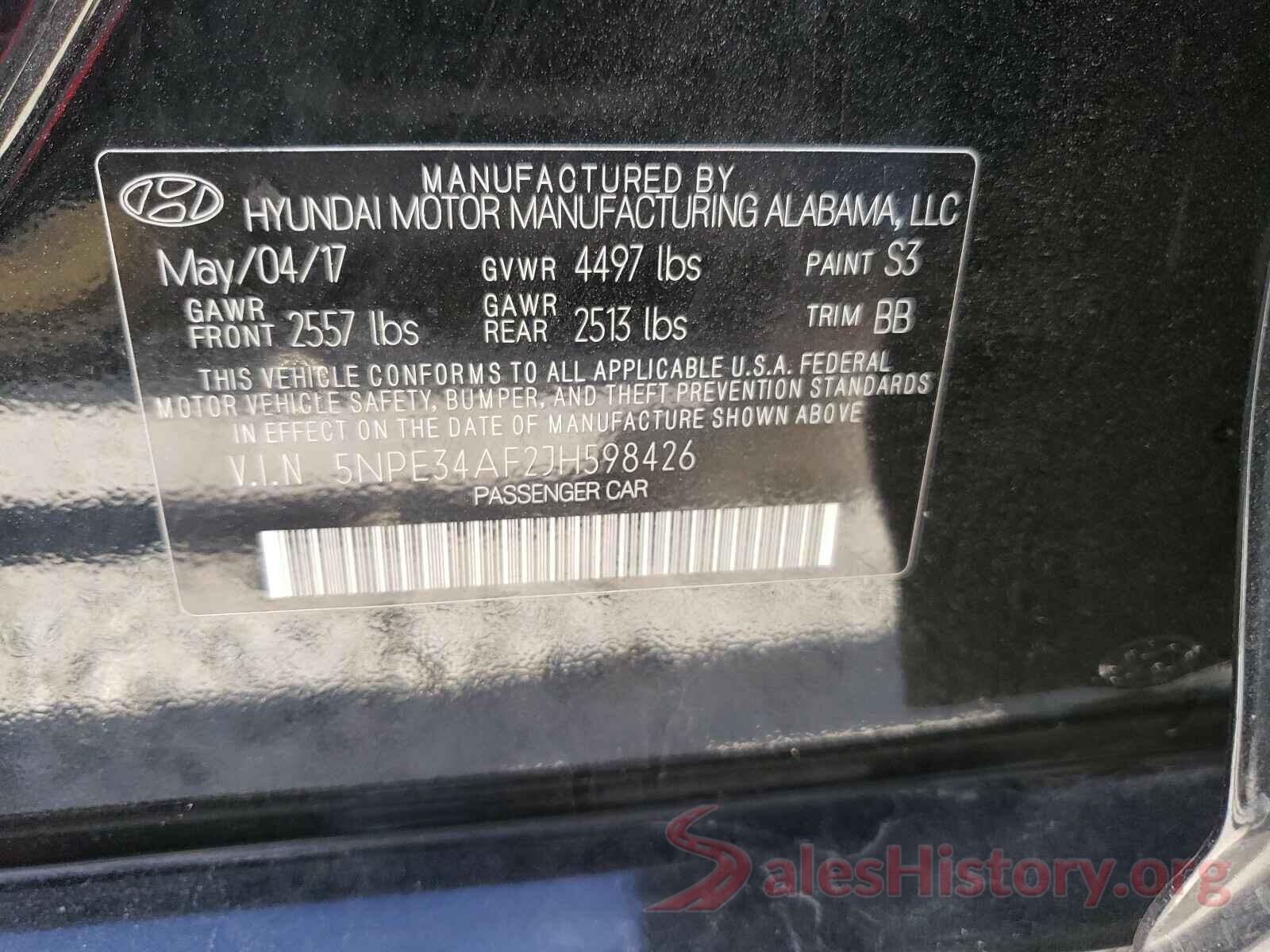 5NPE34AF2JH598426 2018 HYUNDAI SONATA