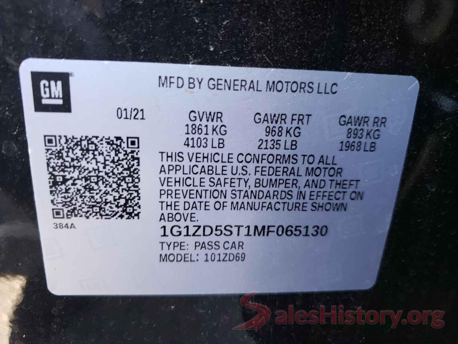 1G1ZD5ST1MF065130 2021 CHEVROLET MALIBU