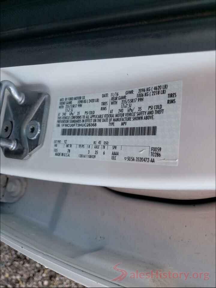 1FMCU0F73HUC28368 2017 FORD ESCAPE