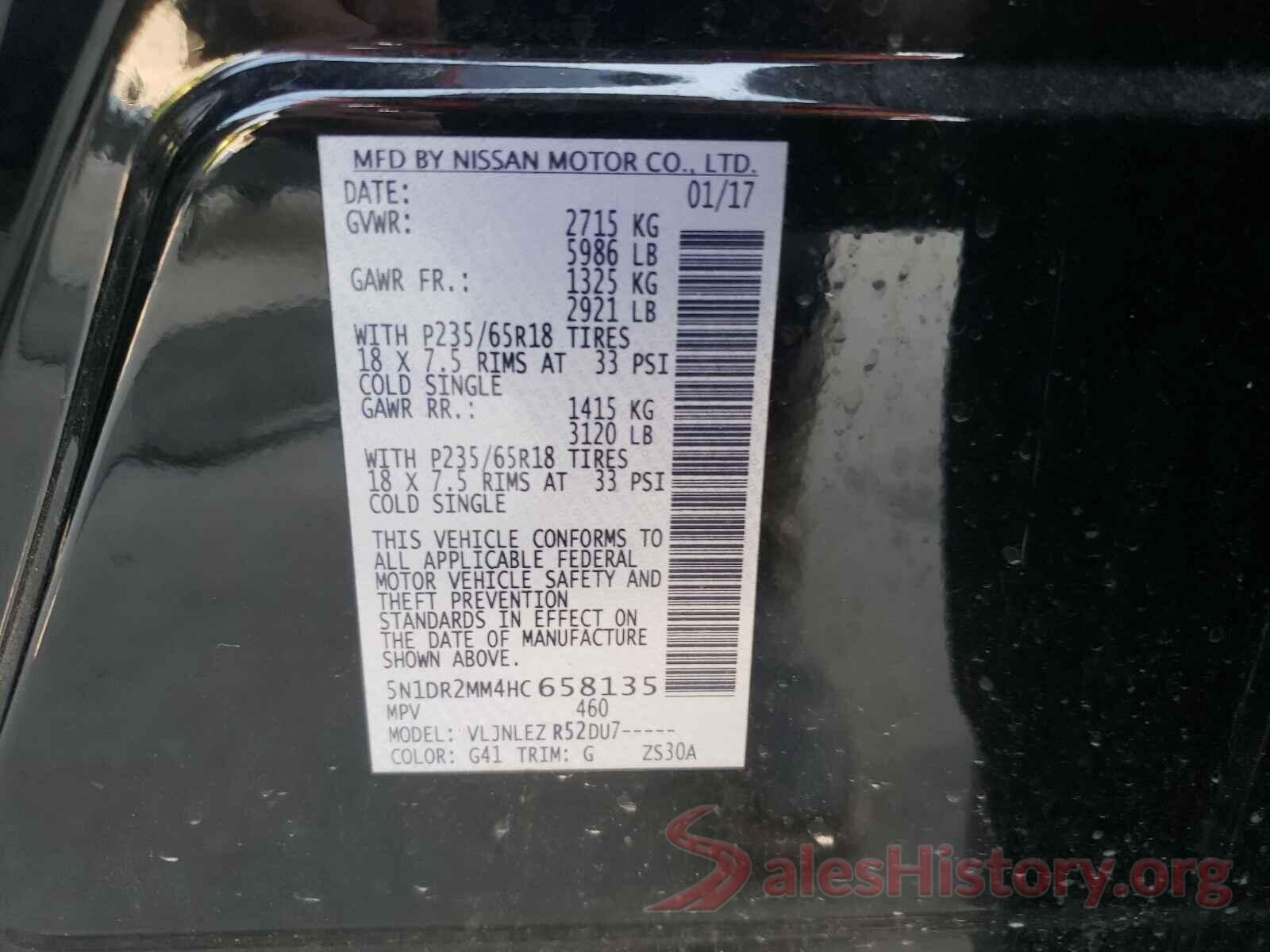 5N1DR2MM4HC658135 2017 NISSAN PATHFINDER