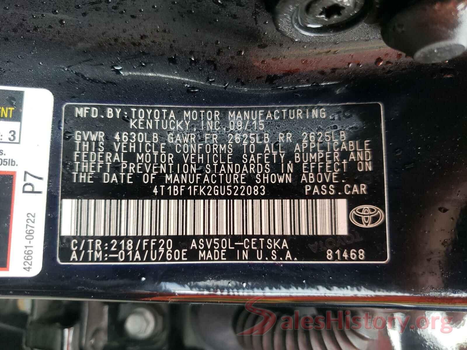 4T1BF1FK2GU522083 2016 TOYOTA CAMRY