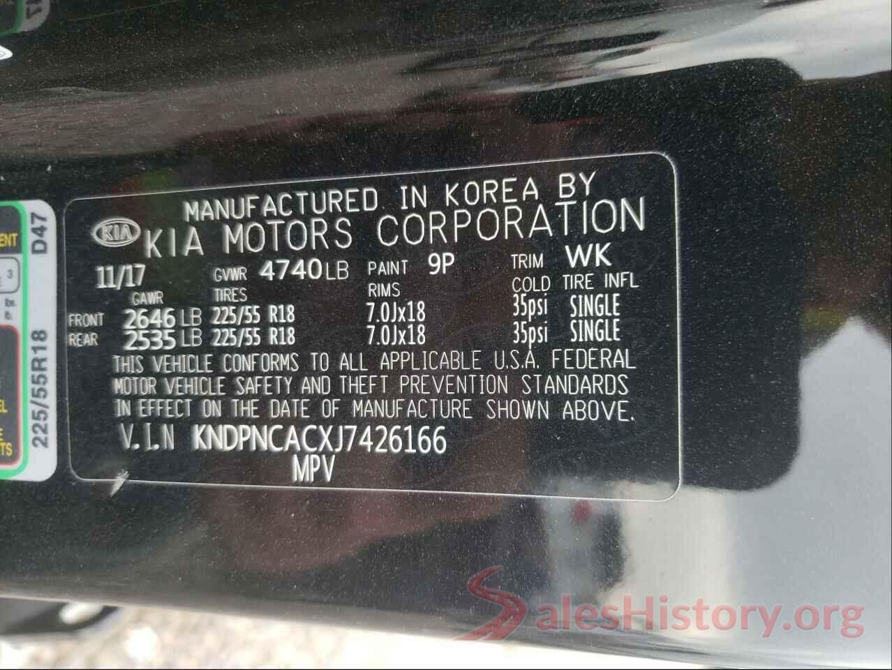 KNDPNCACXJ7426166 2018 KIA SPORTAGE