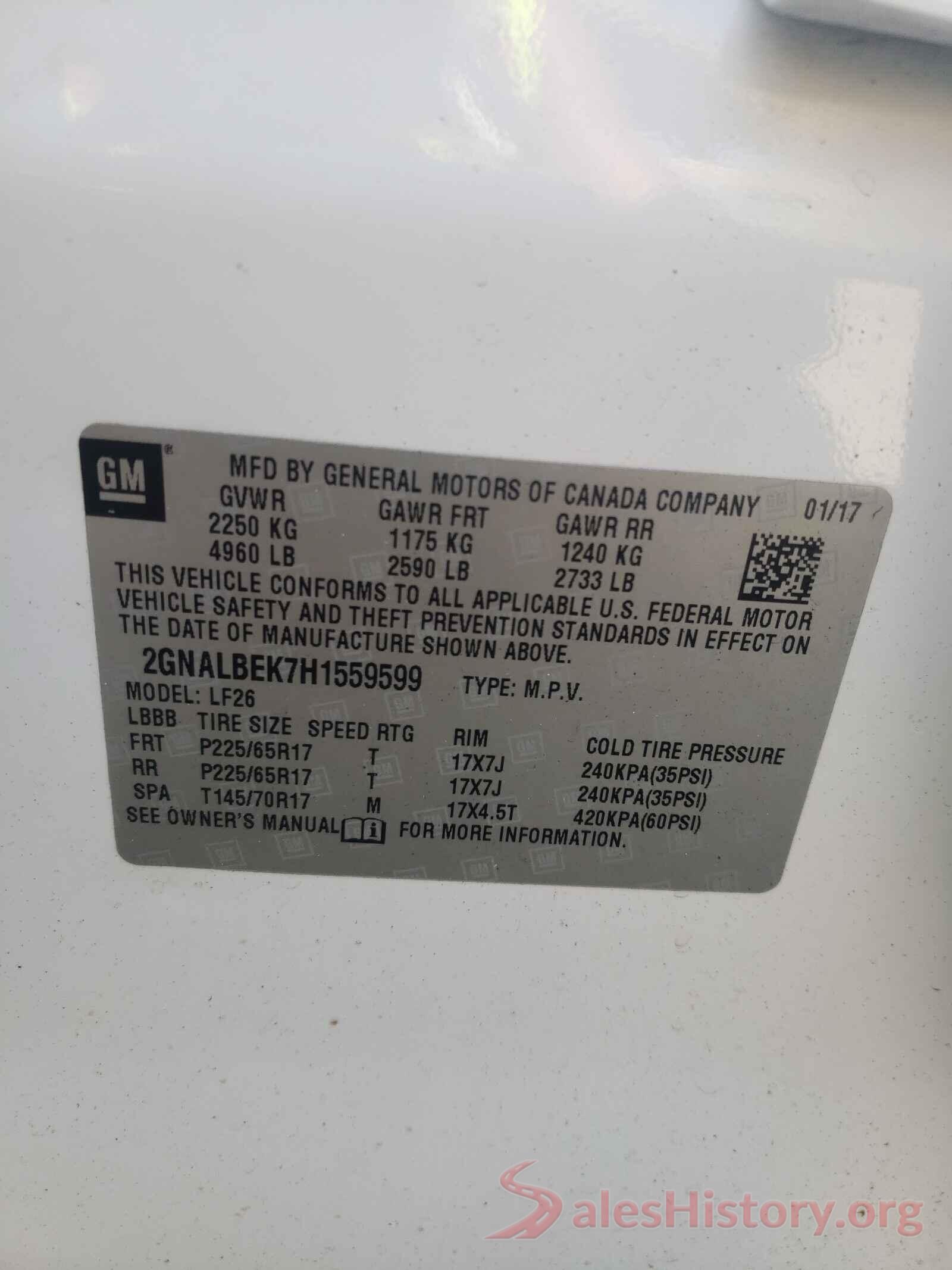 2GNALBEK7H1559599 2017 CHEVROLET EQUINOX