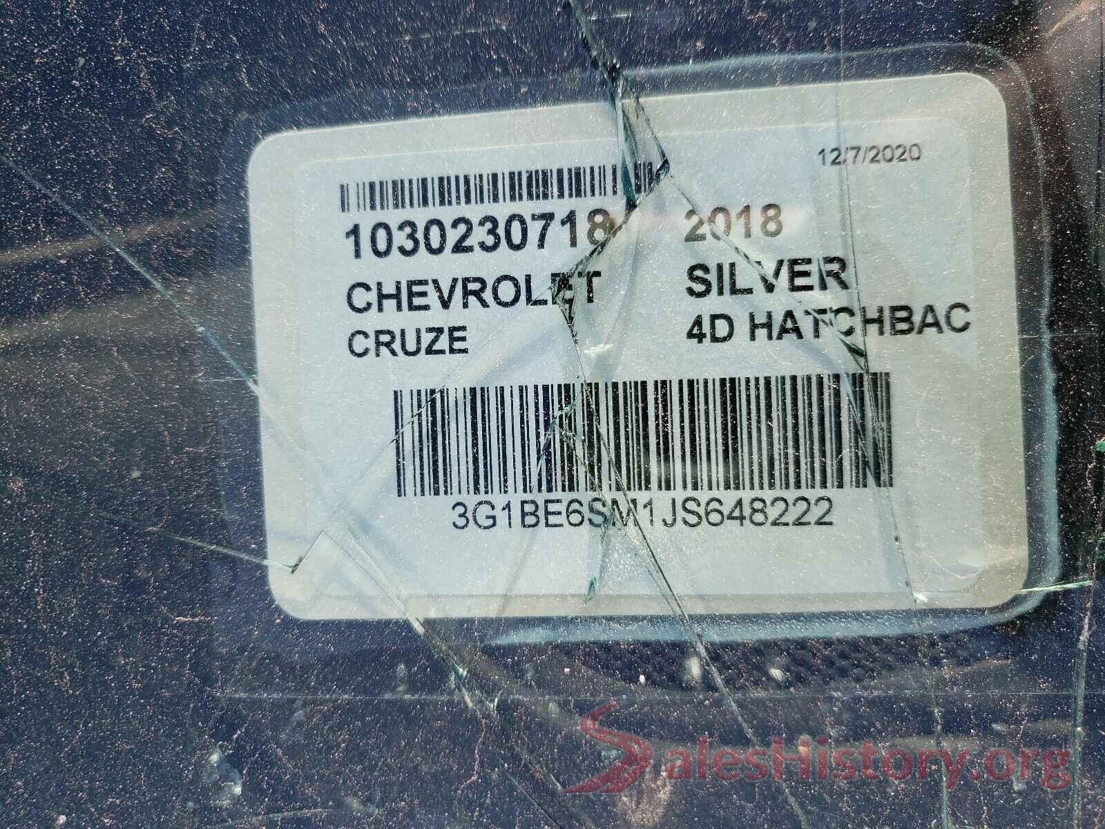 3G1BE6SM1JS648222 2018 CHEVROLET CRUZE