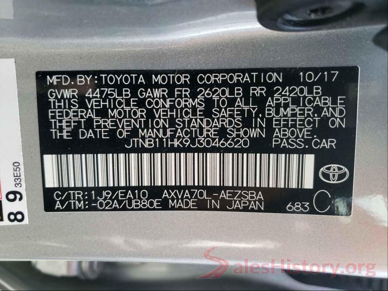 JTNB11HK9J3046620 2018 TOYOTA CAMRY