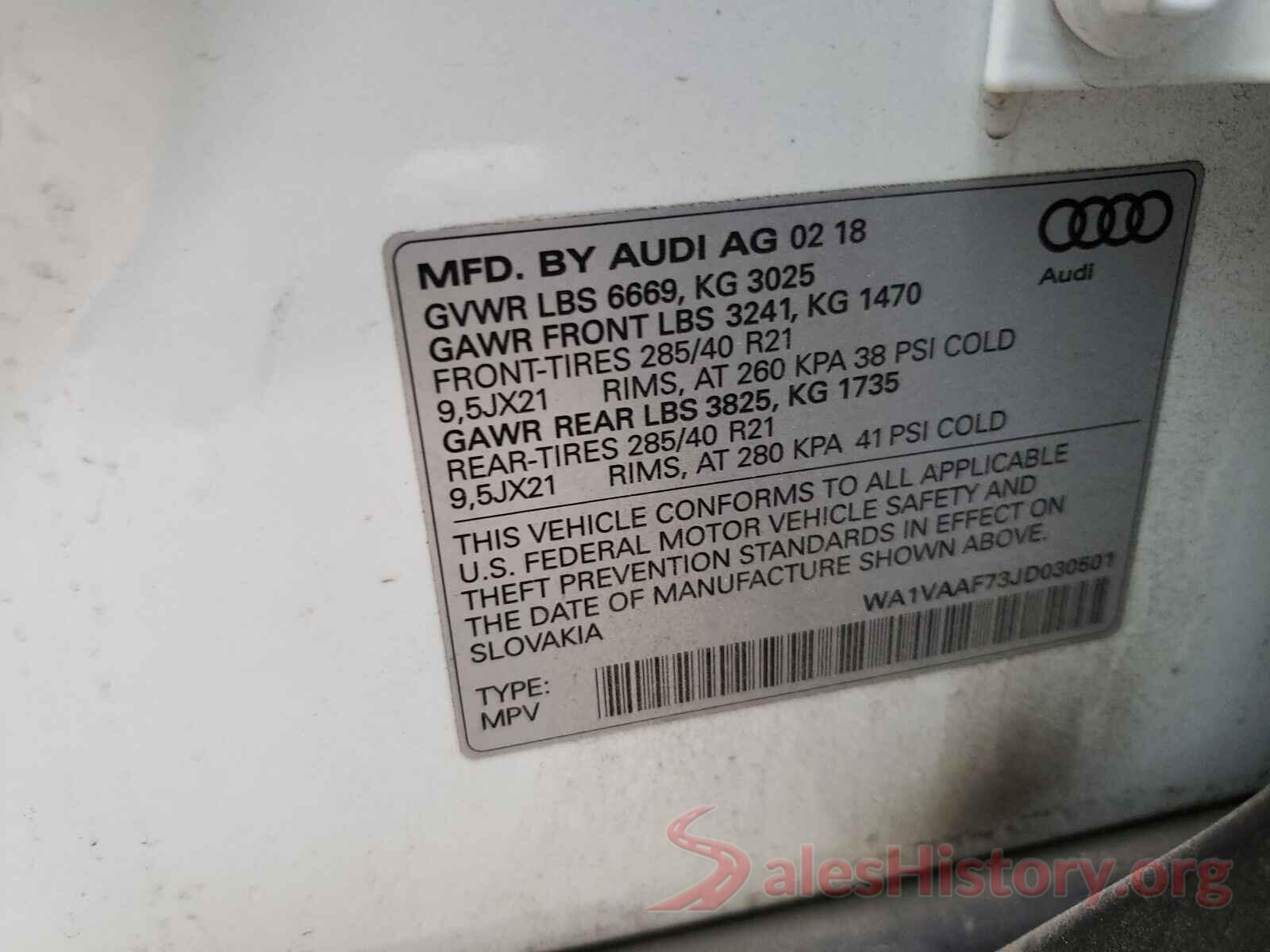 WA1VAAF73JD030501 2018 AUDI Q7