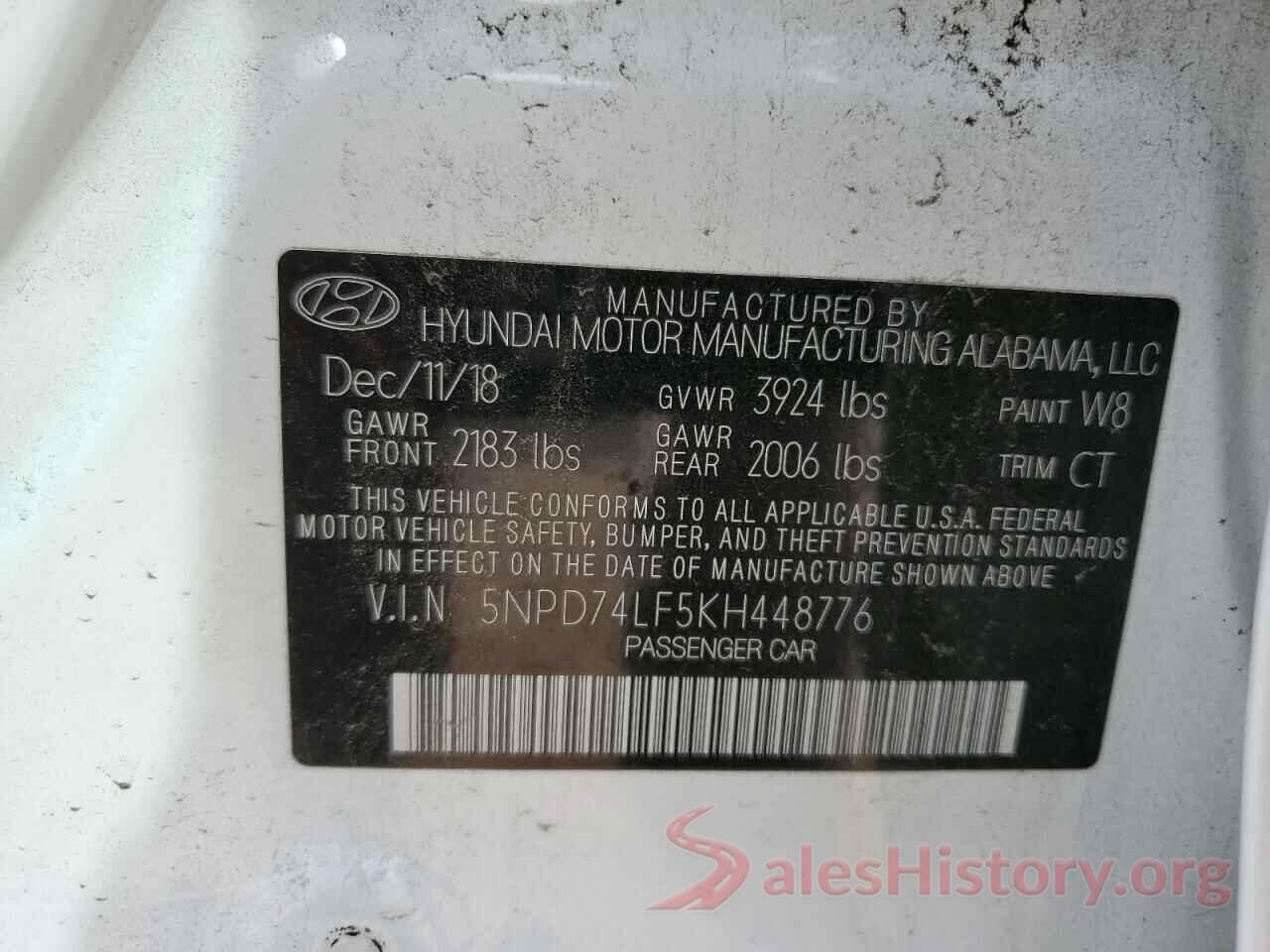 5NPD74LF5KH448776 2019 HYUNDAI ELANTRA