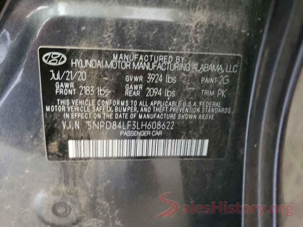 5NPD84LF3LH608622 2020 HYUNDAI ELANTRA