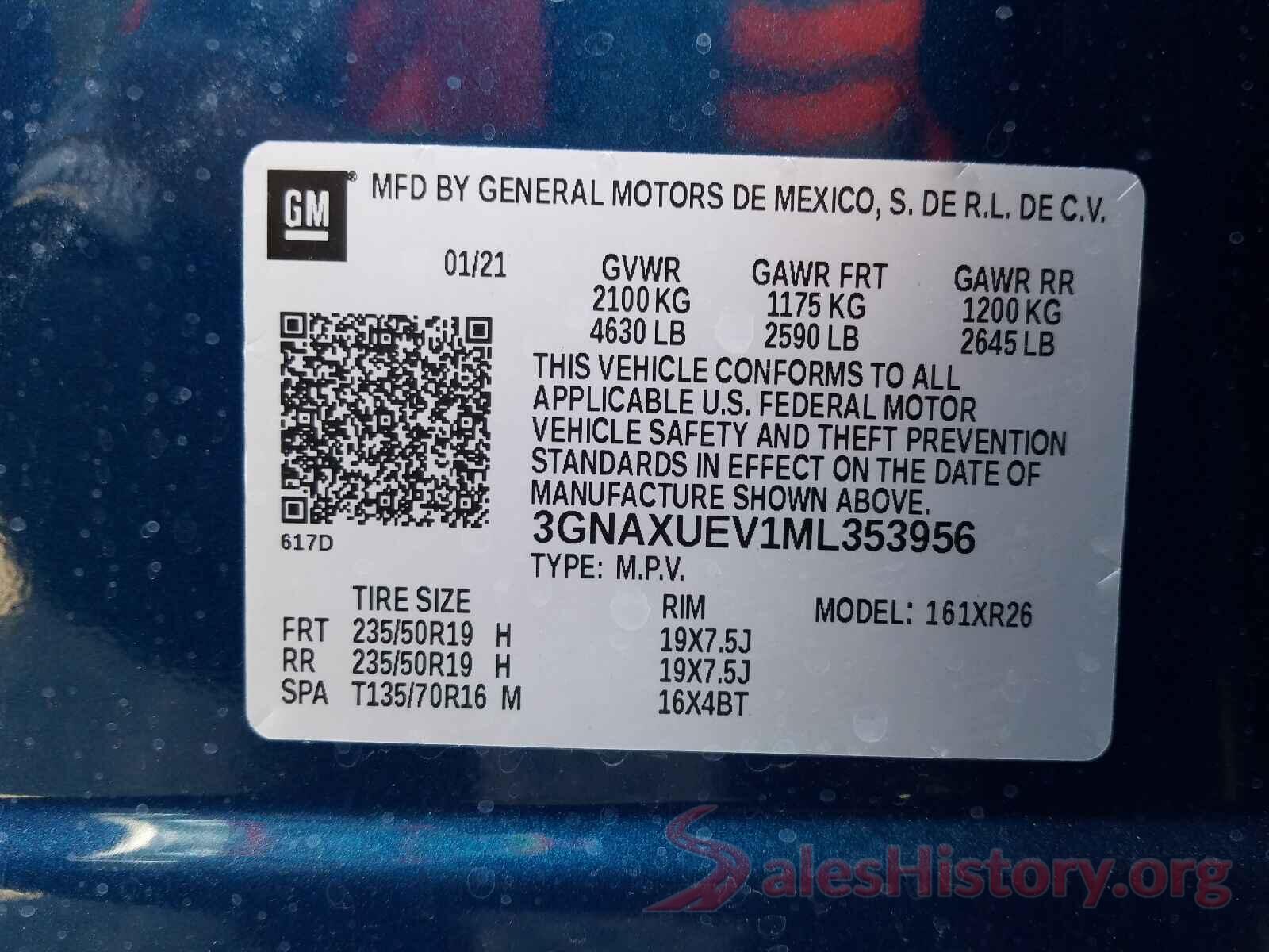 3GNAXUEV1ML353956 2021 CHEVROLET EQUINOX