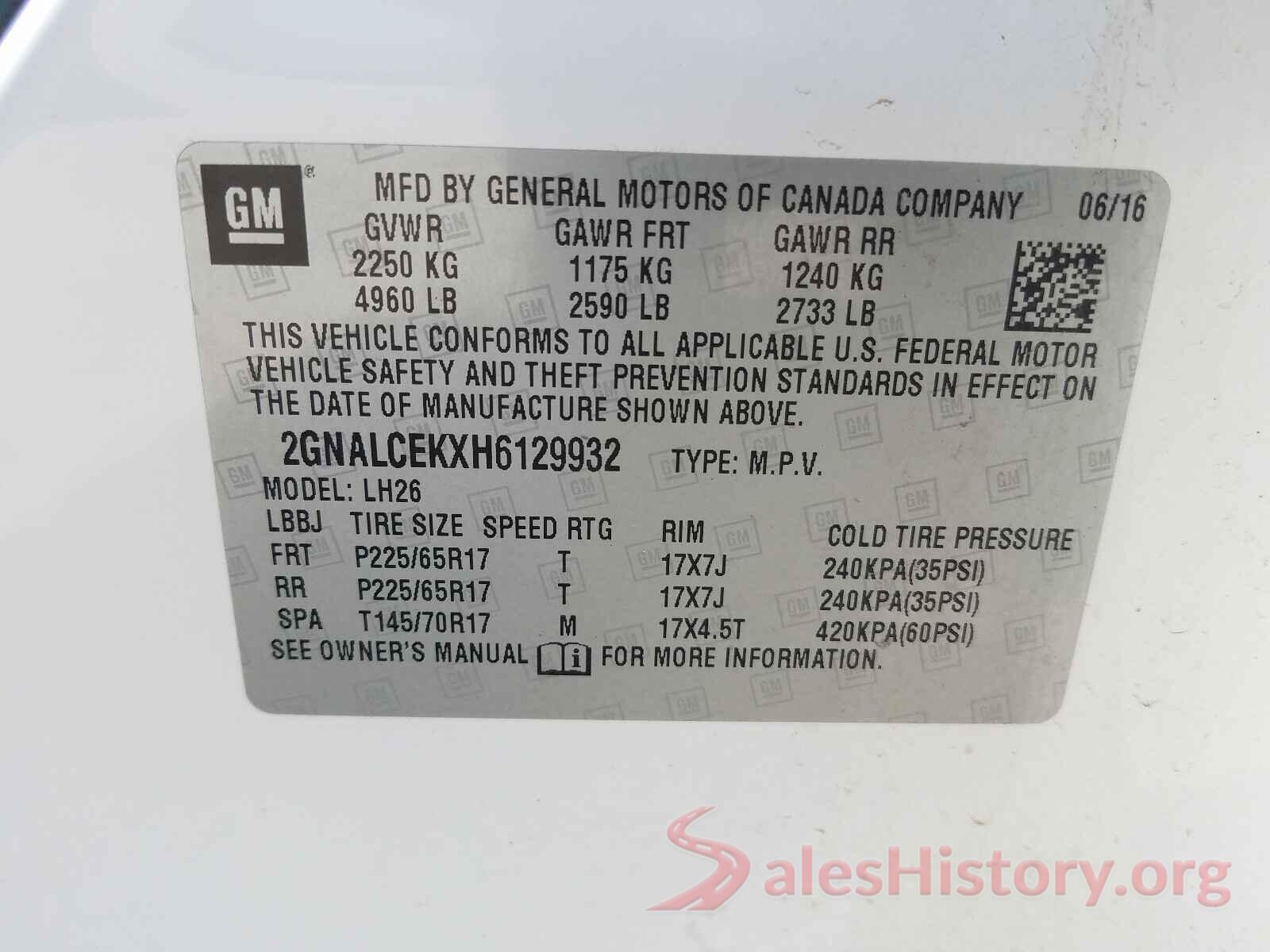 2GNALCEKXH6129932 2017 CHEVROLET EQUINOX