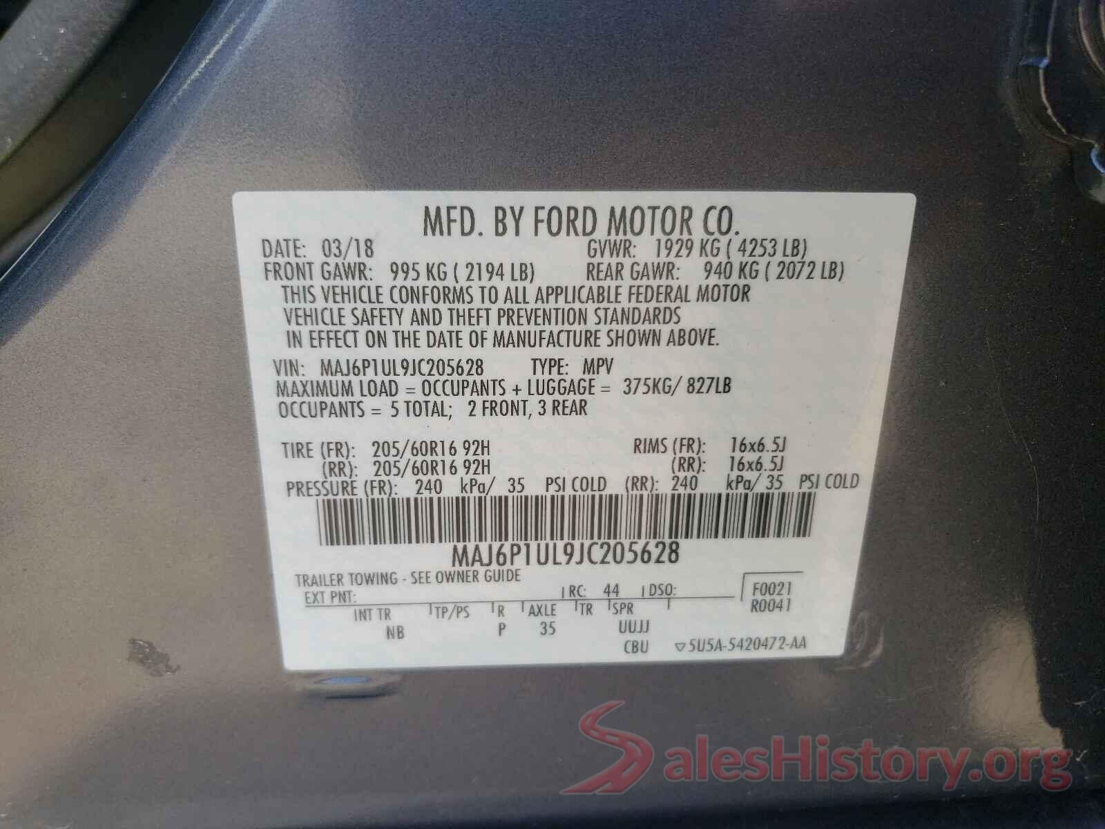 MAJ6P1UL9JC205628 2018 FORD ALL OTHER