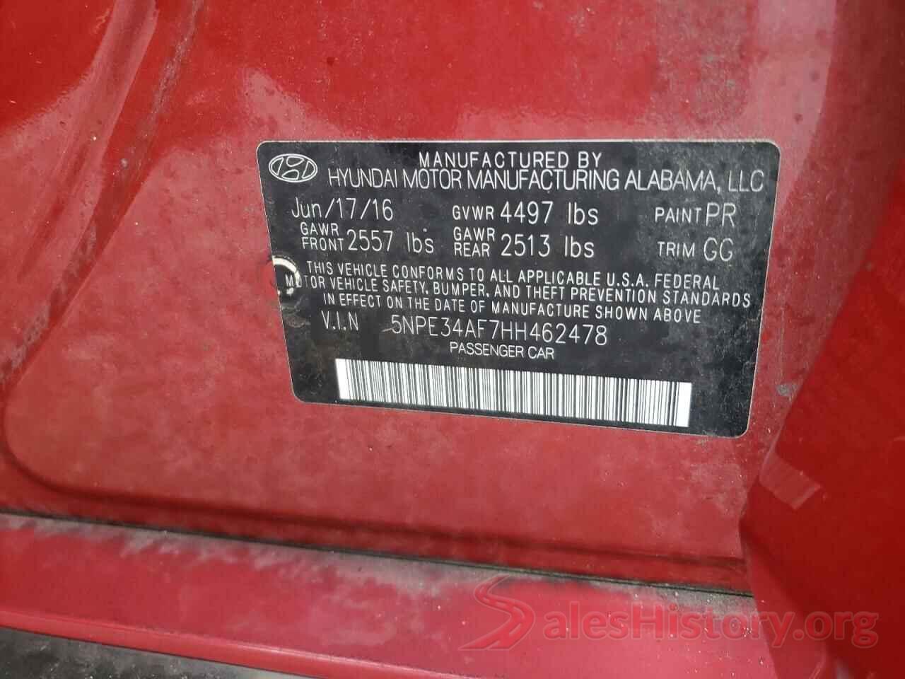 5NPE34AF7HH462478 2017 HYUNDAI SONATA