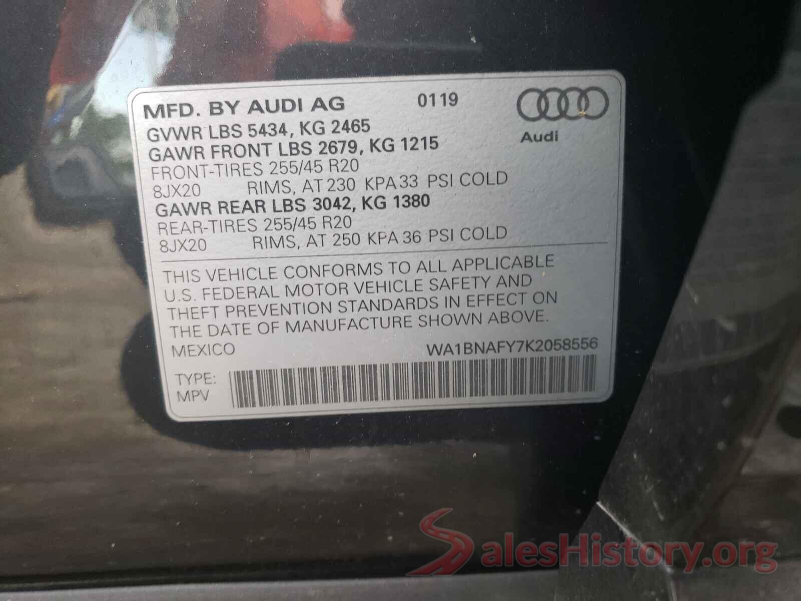 WA1BNAFY7K2058556 2019 AUDI Q5