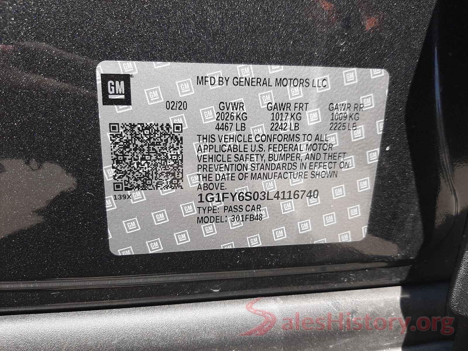 1G1FY6S03L4116740 2020 CHEVROLET BOLT