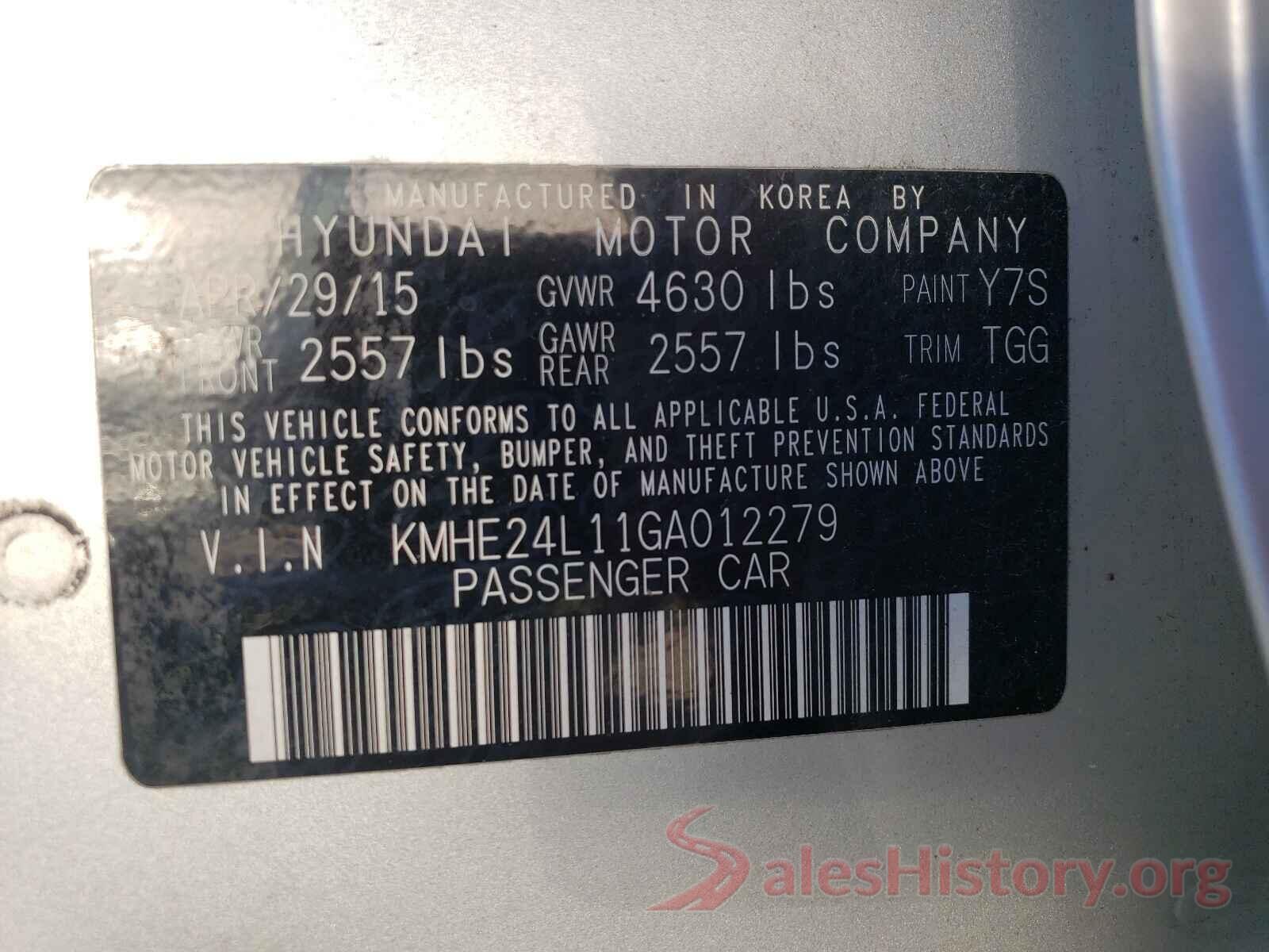 KMHE24L11GA012279 2016 HYUNDAI SONATA