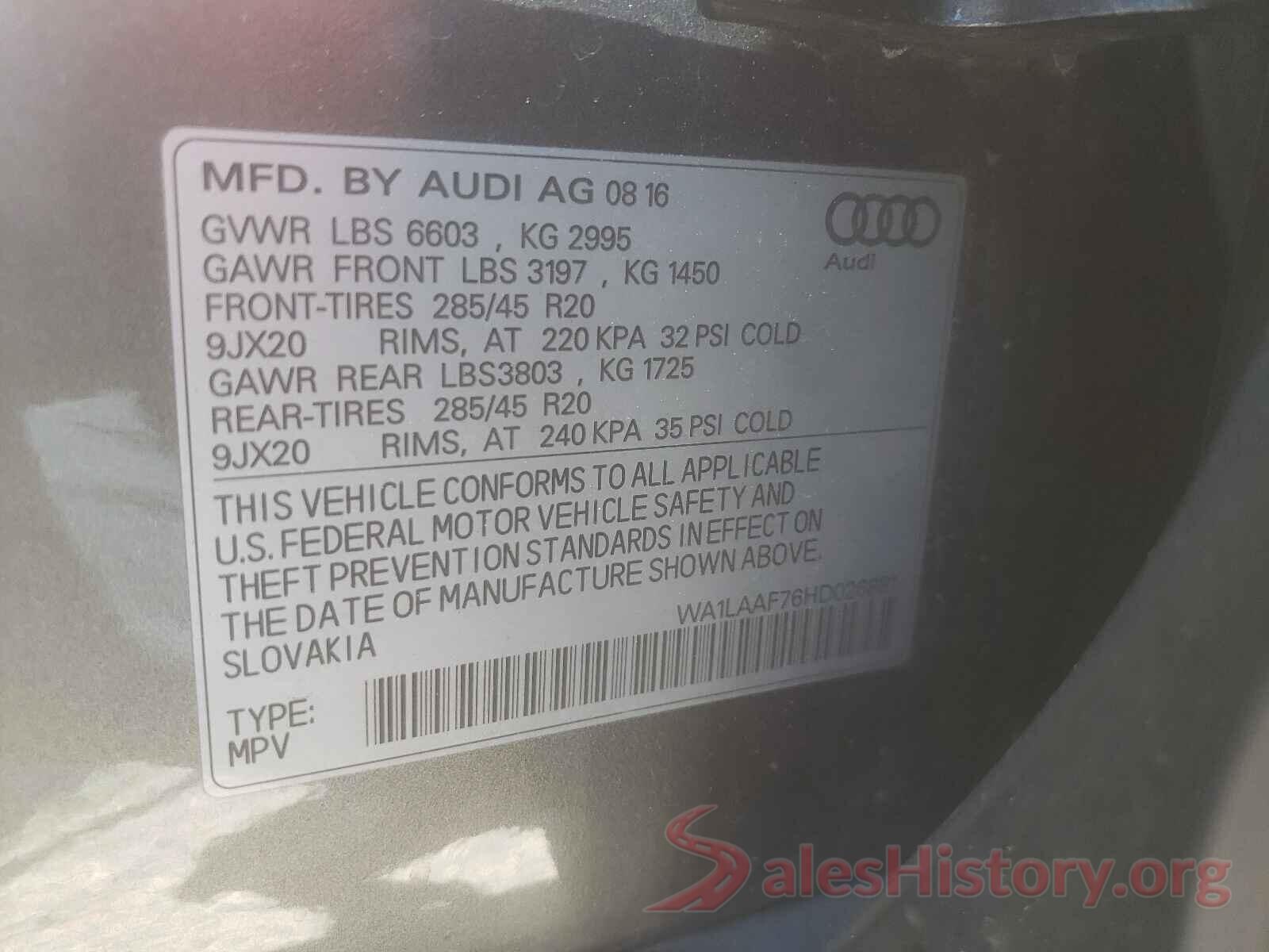 WA1LAAF76HD026881 2017 AUDI Q7