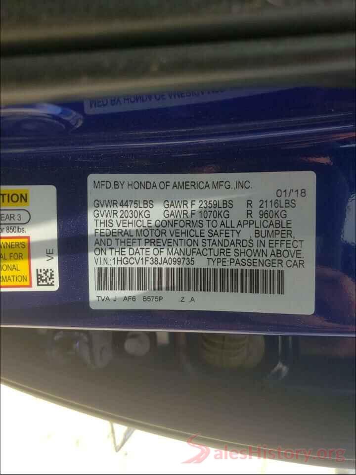 1HGCV1F38JA099735 2018 HONDA ACCORD