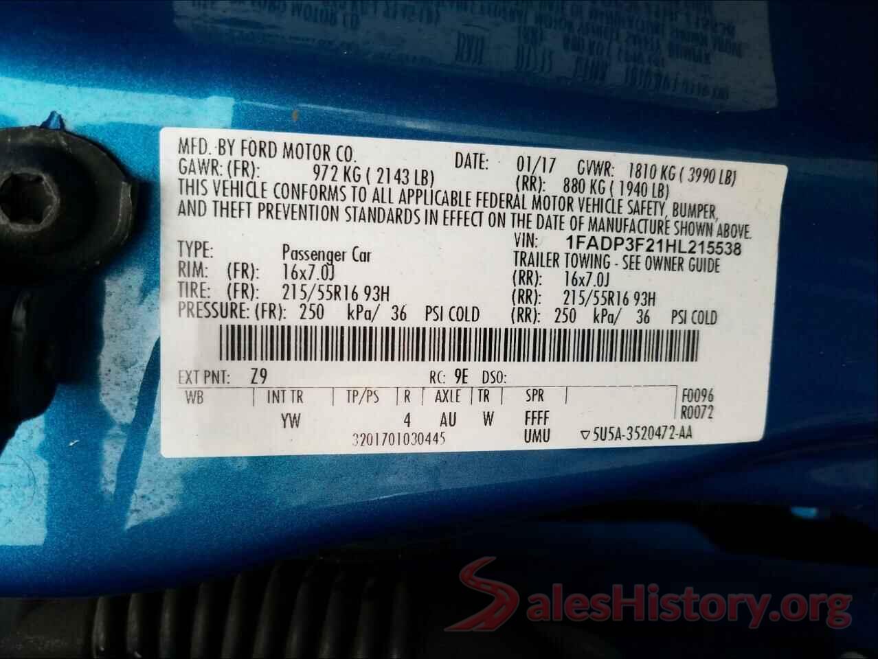 1FADP3F21HL215538 2017 FORD FOCUS