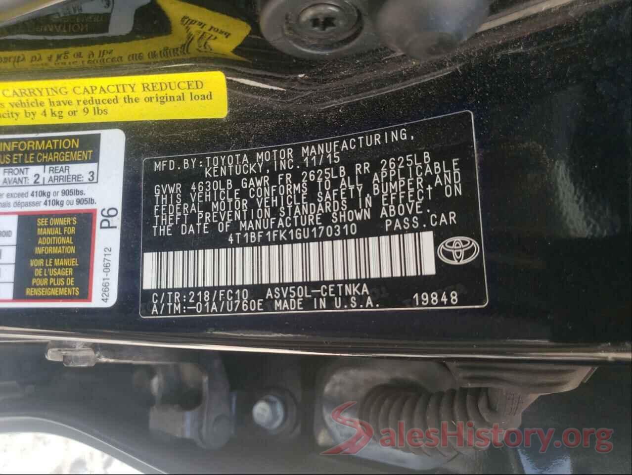 4T1BF1FK1GU170310 2016 TOYOTA CAMRY